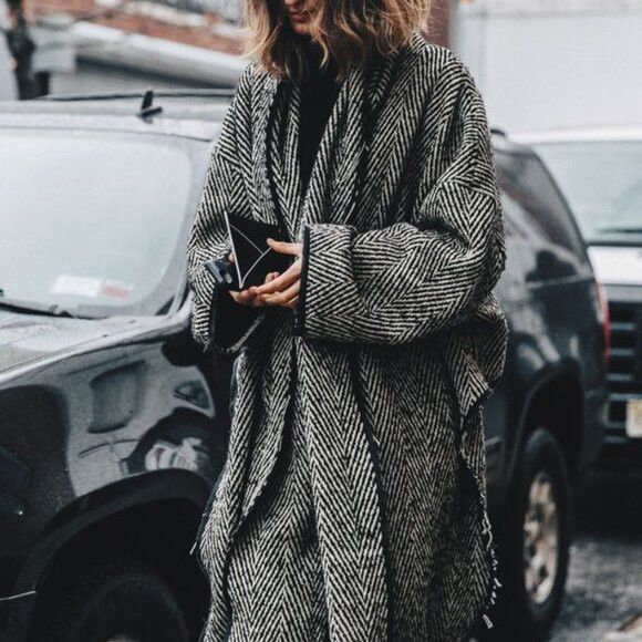 Zara Zara - Herringbone Wool Coat Drop Shoulder - Brand new Size L / US 10 / IT 46 - 5 Thumbnail