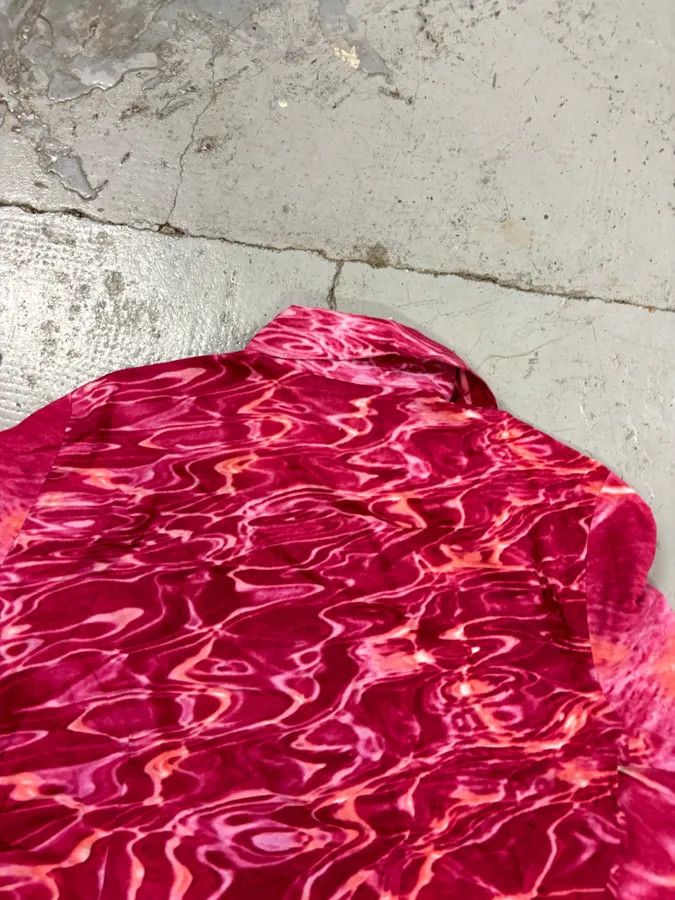 Just Cavalli 2000s Cavalli Fuchsia Pink Wave Abstract Tie-Dye Shirt Size S / US 4 / IT 40 - 6 Thumbnail