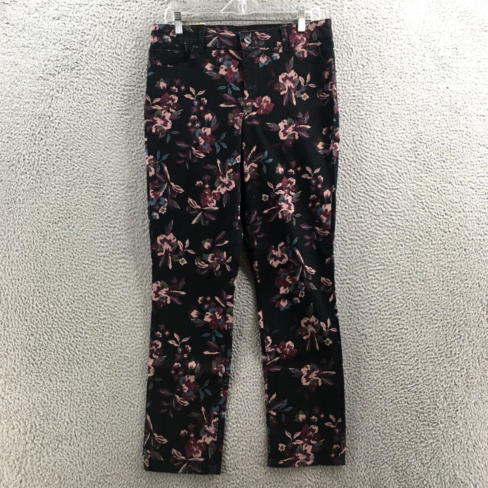 Vintage Bandolino Amy Modern Straight Leg Jeans Womens 8 Black Floral NEW Size 24" / US 00 / IT 34 - 2 Thumbnail