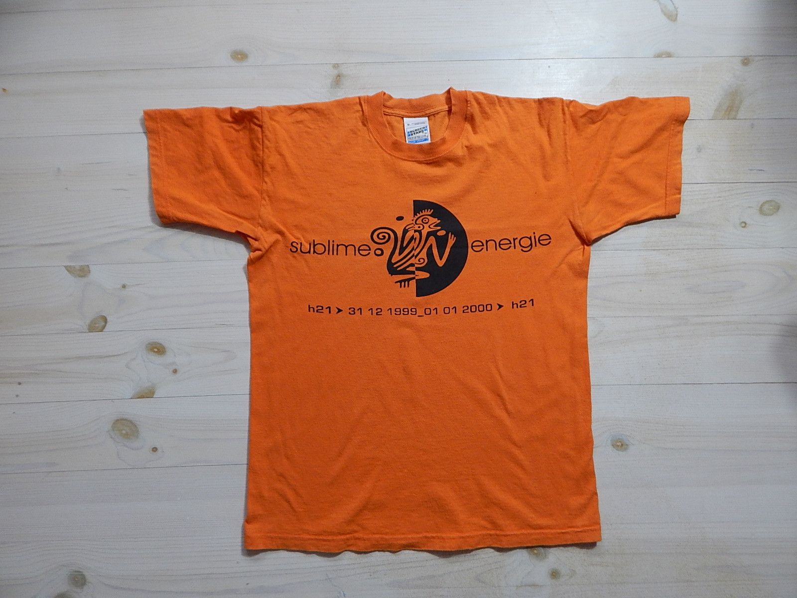image of Rap Tees x Rock T Shirt Vintage Italy Hardcore Jaiss & Gilgamesh Sublime Energie Tee in Orange (Siz