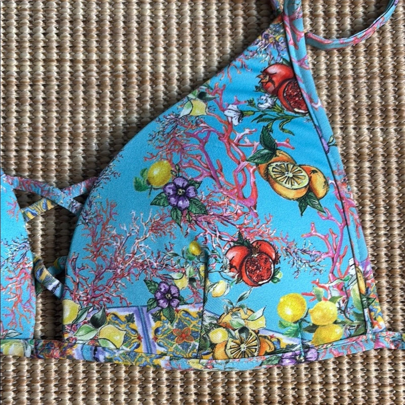 Other NWT Antica Sartoria Positano Floral Fruits Blue Bikini Set M Size ONE SIZE - 2 Thumbnail