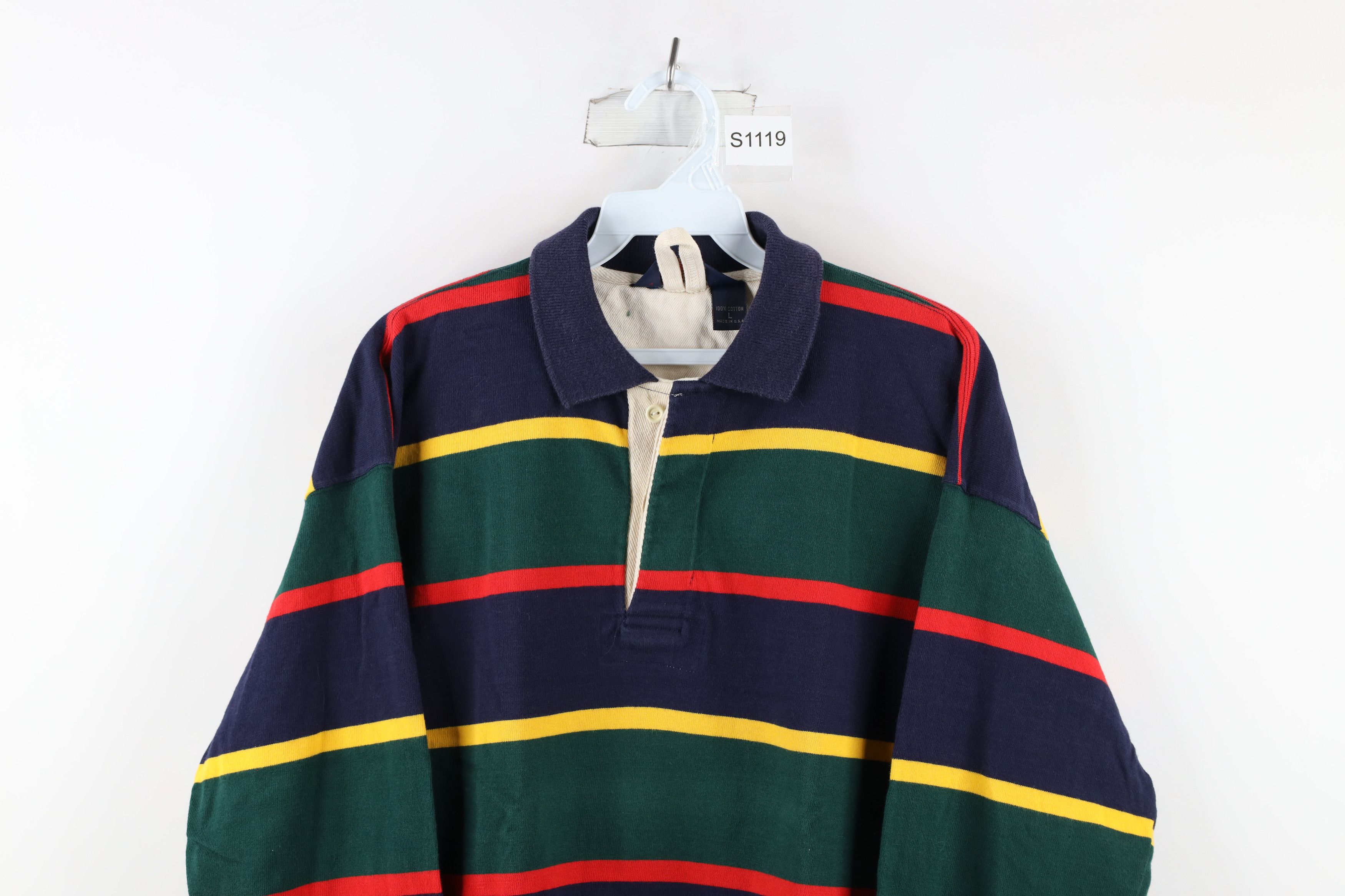 Vintage Vintage 90s Streetwear Striped Long Sleeve Rugby Polo USA Size US L / EU 52-54 / 3 - 2 Thumbnail