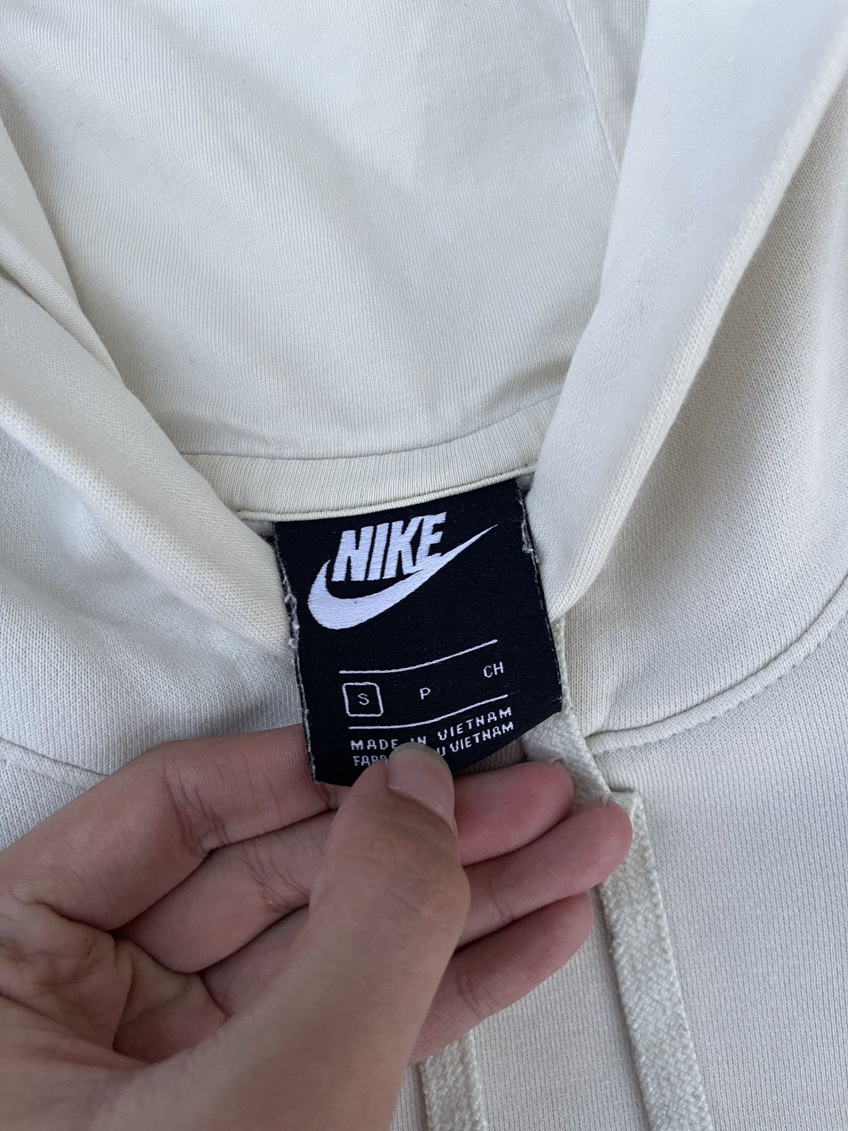 Nike × Vintage Vintage Nike Small Swoosh Cream Pullover Hoodie Size US L / EU 52-54 / 3 - 10 Thumbnail