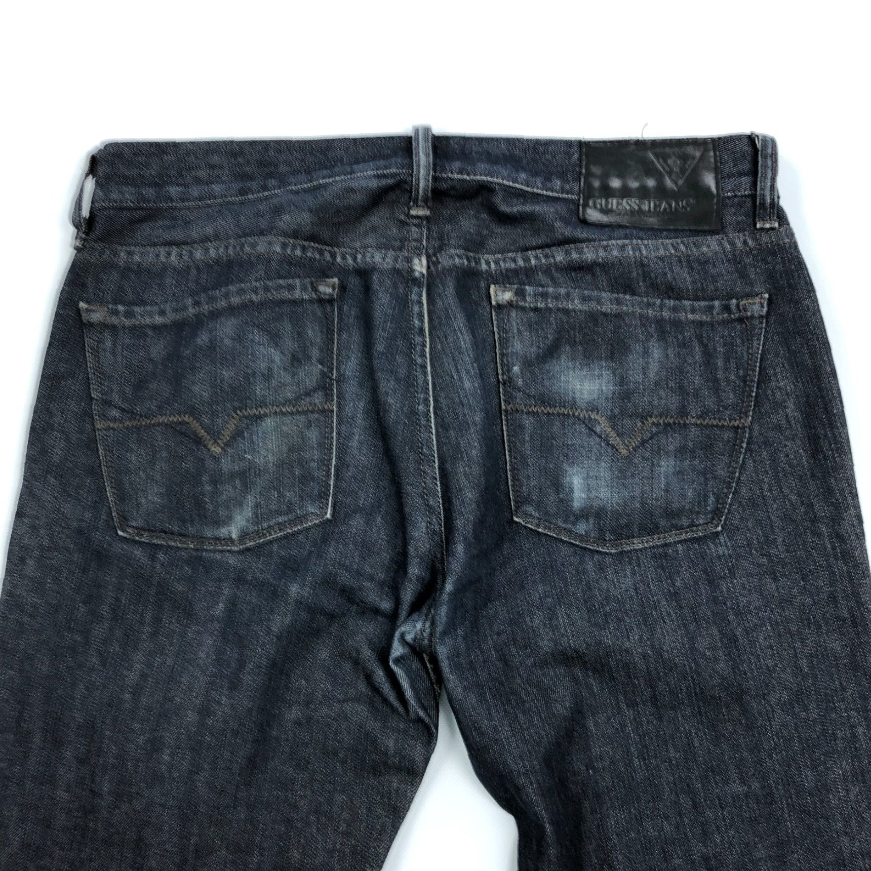Guess Guess Jeans Mens Jeans 33x33 Blue Denim Pants Lincoln Slim Straight Distressed 5-Pocket Mens Regular Standard Fit WW00 Size US 33 - 4 Thumbnail