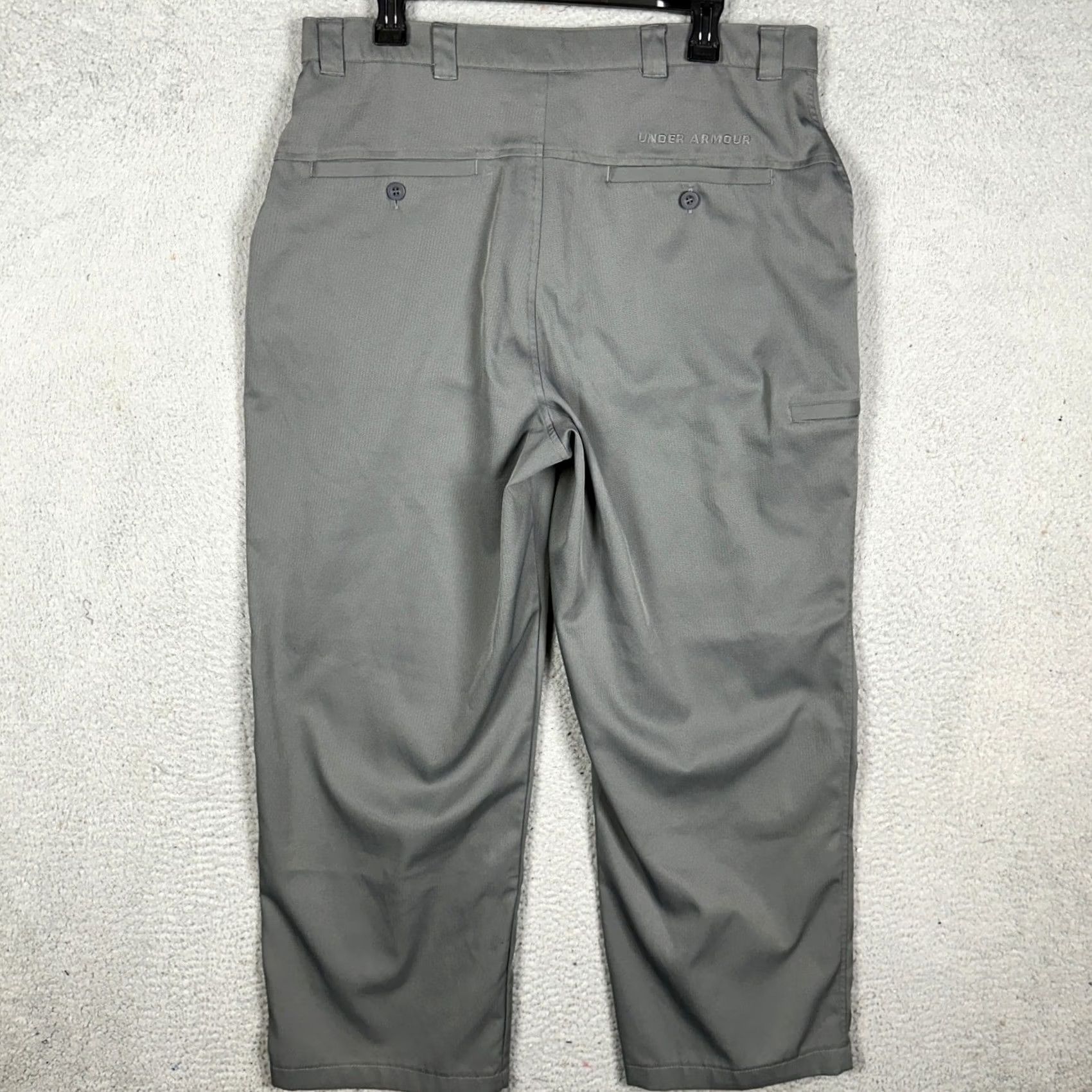 Under Armour Under Armour Golf Chino Pants Men 36 Gray Herringbone Logo Performance Workwear Straight Size US 36 / EU 52 - 2 Thumbnail