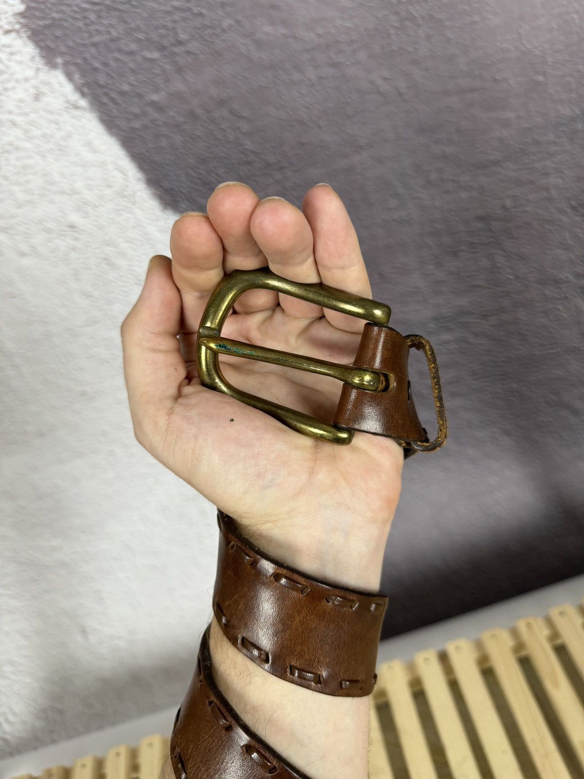 Other LOSCO PARIS made in France vintage 90s brown leather belt Size 32 - 2 Thumbnail
