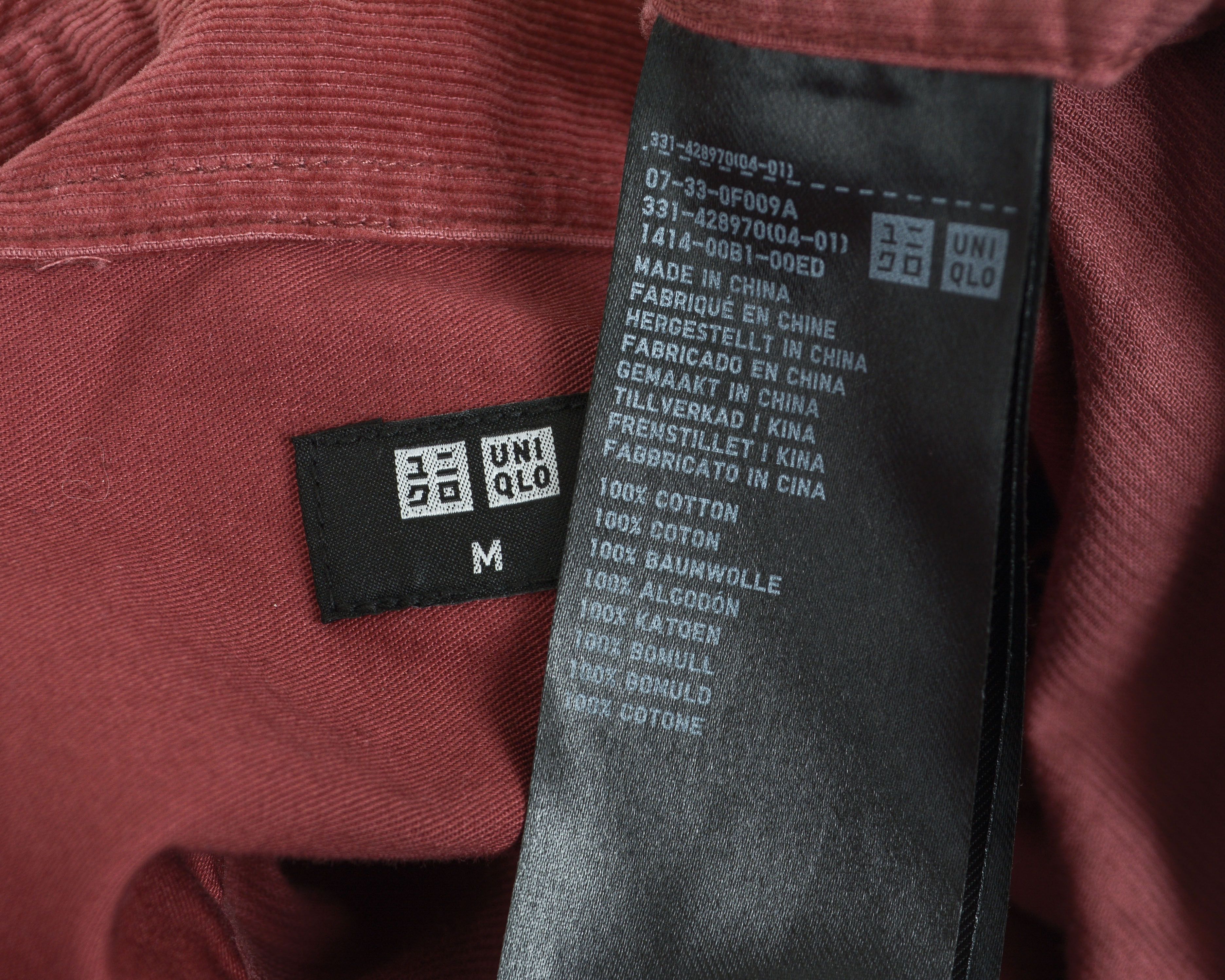 Uniqlo Mens M Corduroy Shirt Cords Western Trucker Cowboy Maroon Size US M / EU 48-50 / 2 - 6 Thumbnail