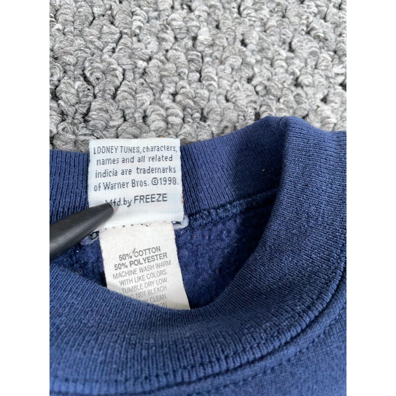 Vintage VTG Looney Tunes Tweety Bird Sweatshirt Dark Blue Embroidered Adult Medium Long Sleeve Crew Neck Pullover 90s Cartoon Retro Mens Size US M / EU 48-50 / 2 - 6 Thumbnail