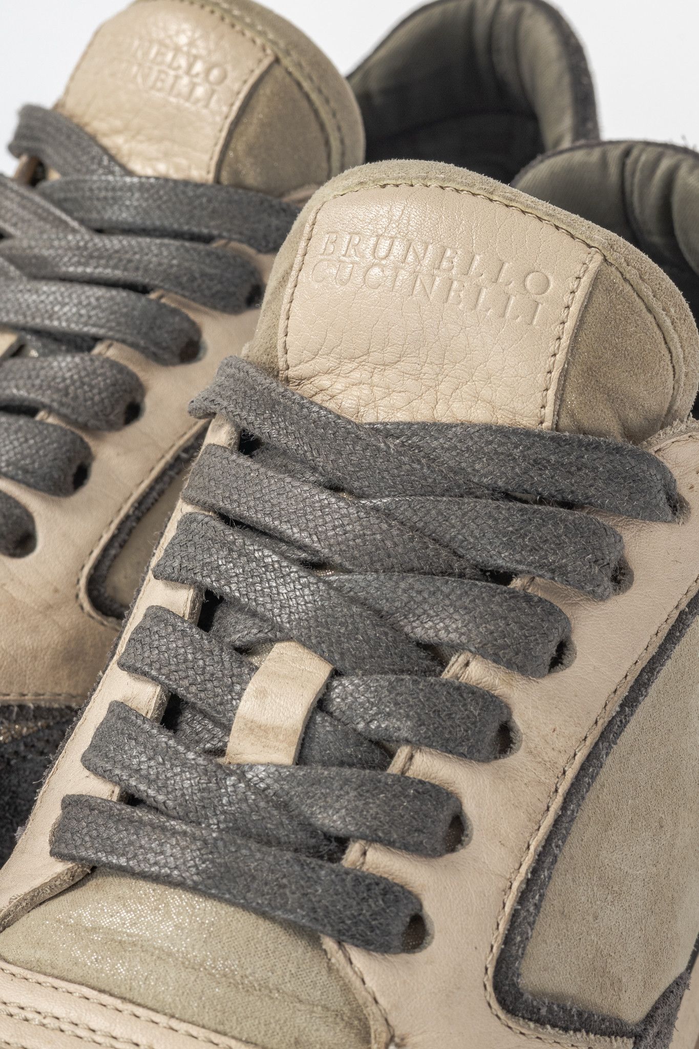 Brunello Cucinelli Brunello Cucinelli Suede & Leather Glitter Sneakers Size US 7.5 / IT 37.5 - 8 Thumbnail