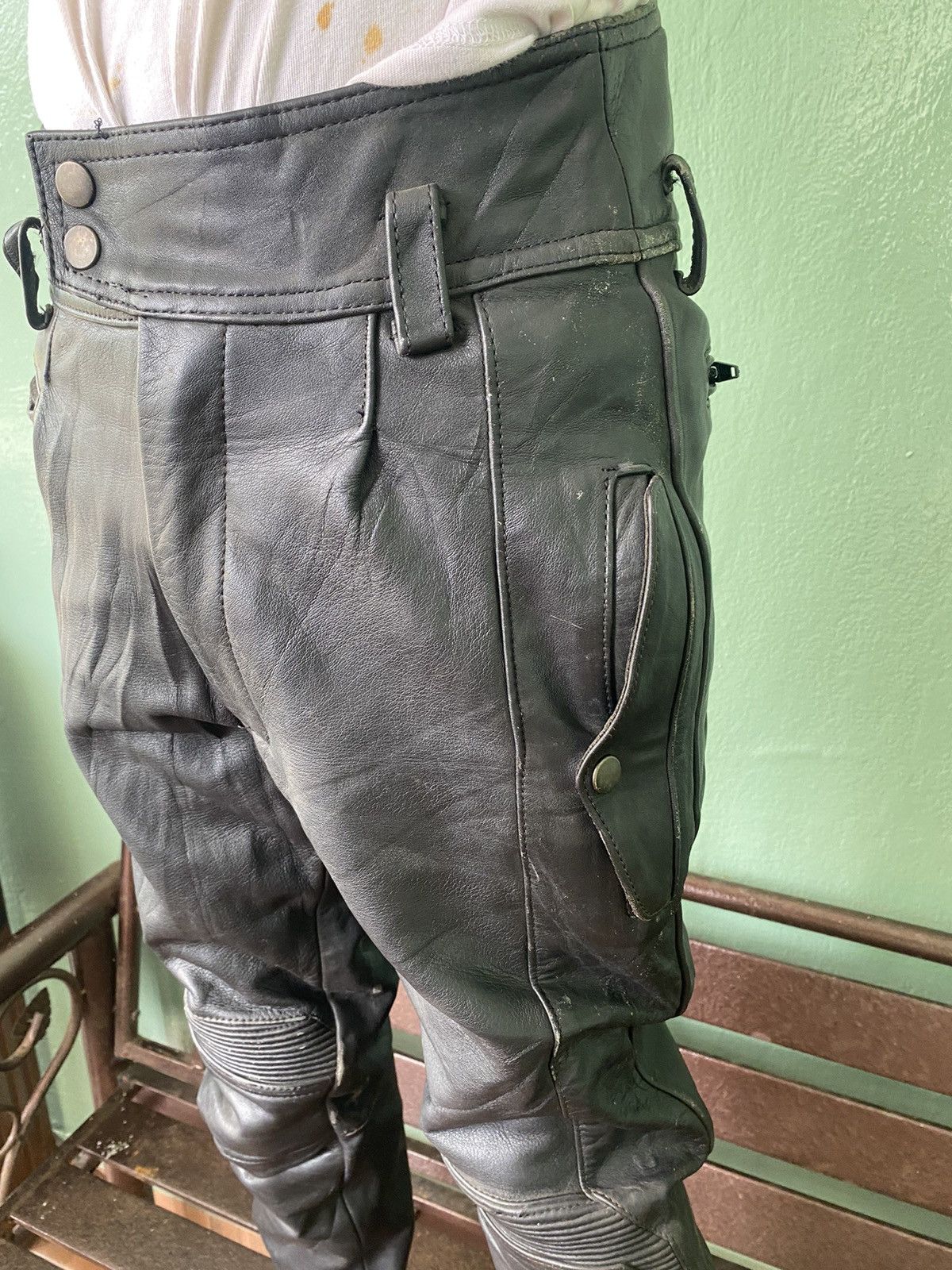 Leather Rare 🌟 Vintage Leather Biker Pants Size US 30 / EU 46 - 10 Thumbnail
