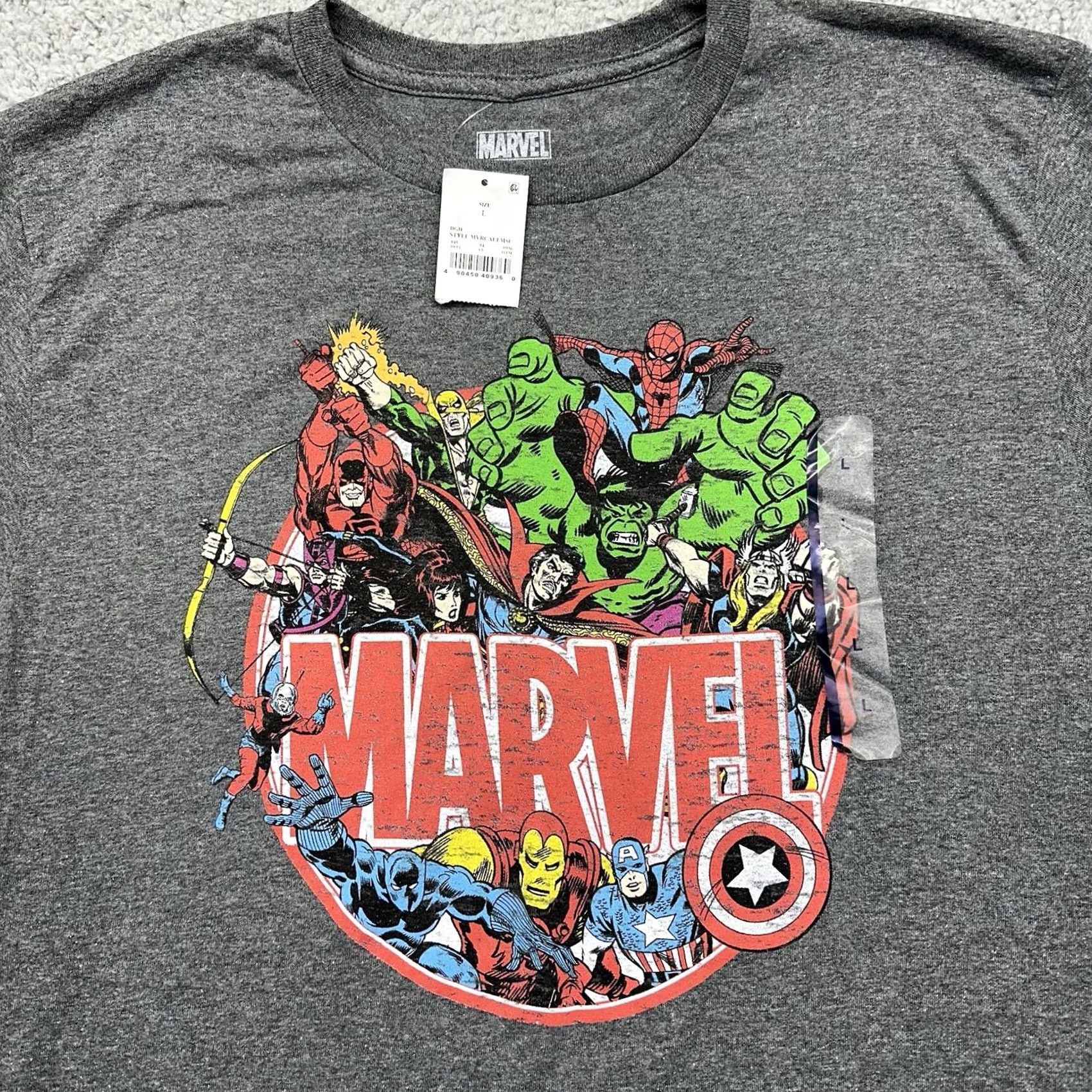 Vintage Marvel Shirt Mens L Gray NWT Avengers Large Comic Book Super Heroes MVRCALFMSC Size US L / EU 52-54 / 3 - 3 Thumbnail