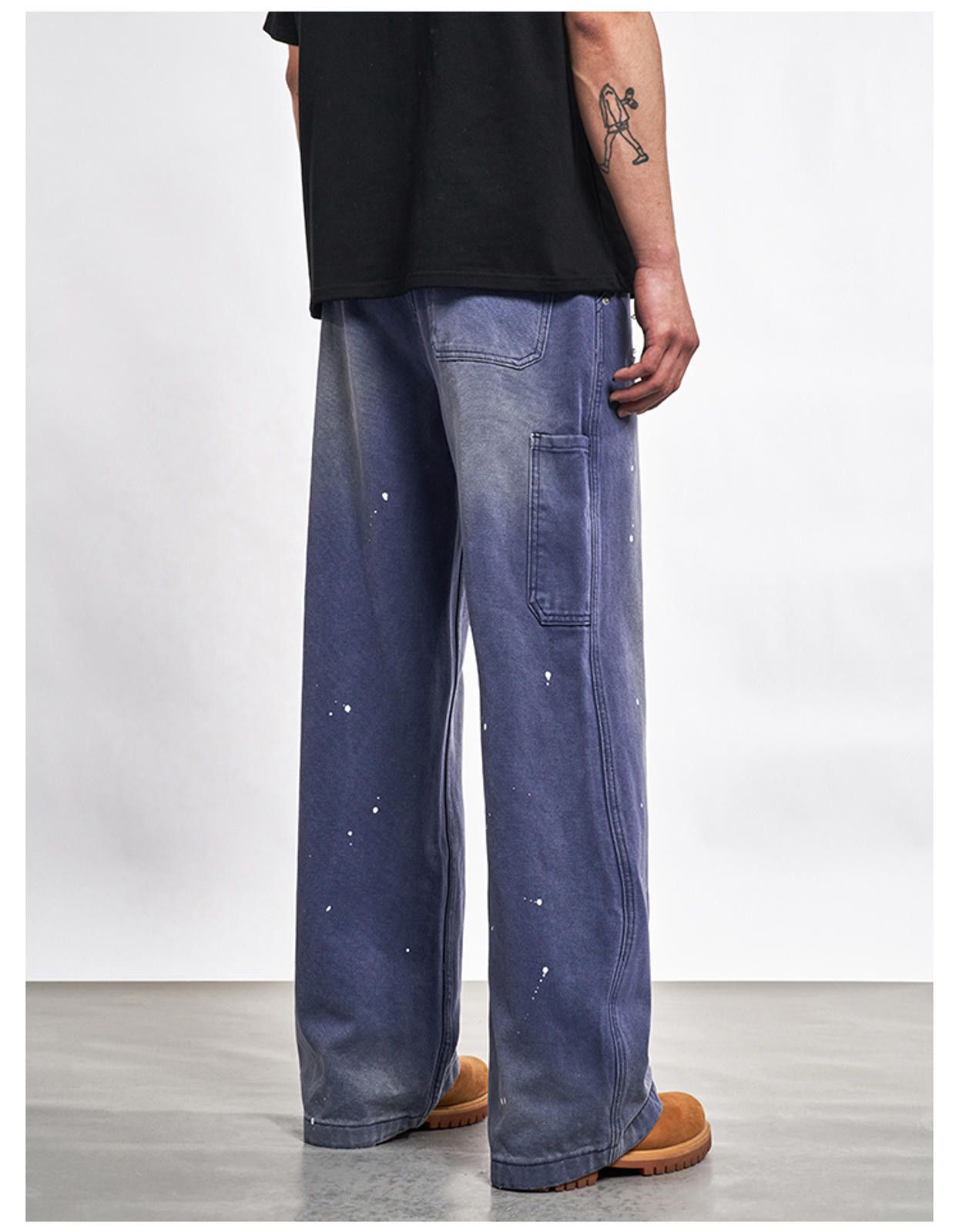 Vintage Purple Paint Splatter Straight Wide-Leg Jeans Size US 32 / EU 48 - 8 Thumbnail