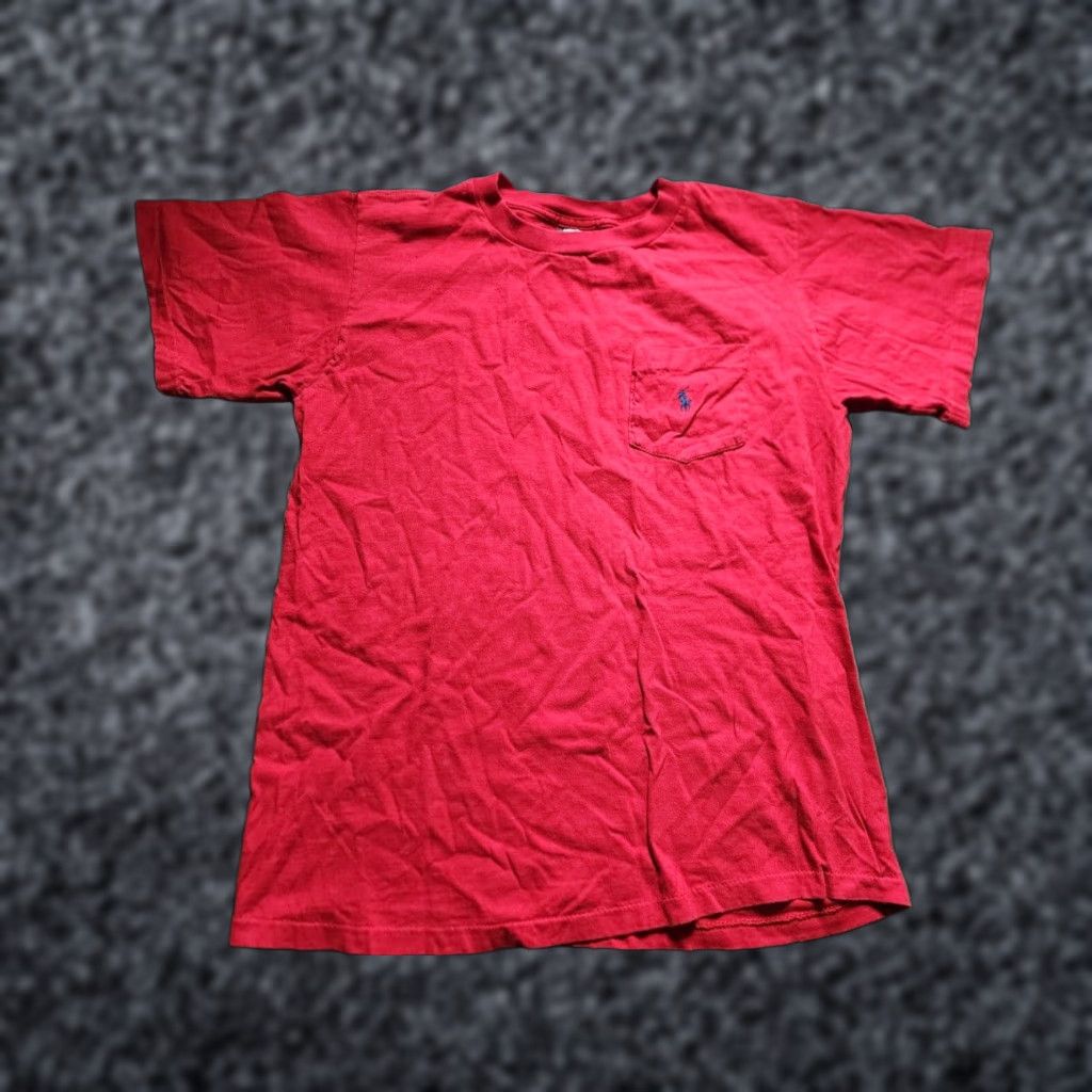 Ralph Lauren VINTAGE Ralph Lauren Polo Shirt Mens Red Logo Pocket Short Sleeve Cotton T Shirt USA Made L Size US L / EU 52-54 / 3 - 1 Thumbnail