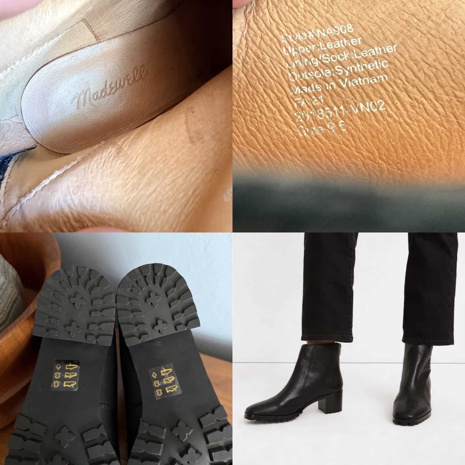 Madewell Madewell Boots Adult Women 9.5 Black Lugsole Leather Ankle Boots Back Zip Square Toe Cushioned Lined Size US 10 / IT 40 - 8 Thumbnail