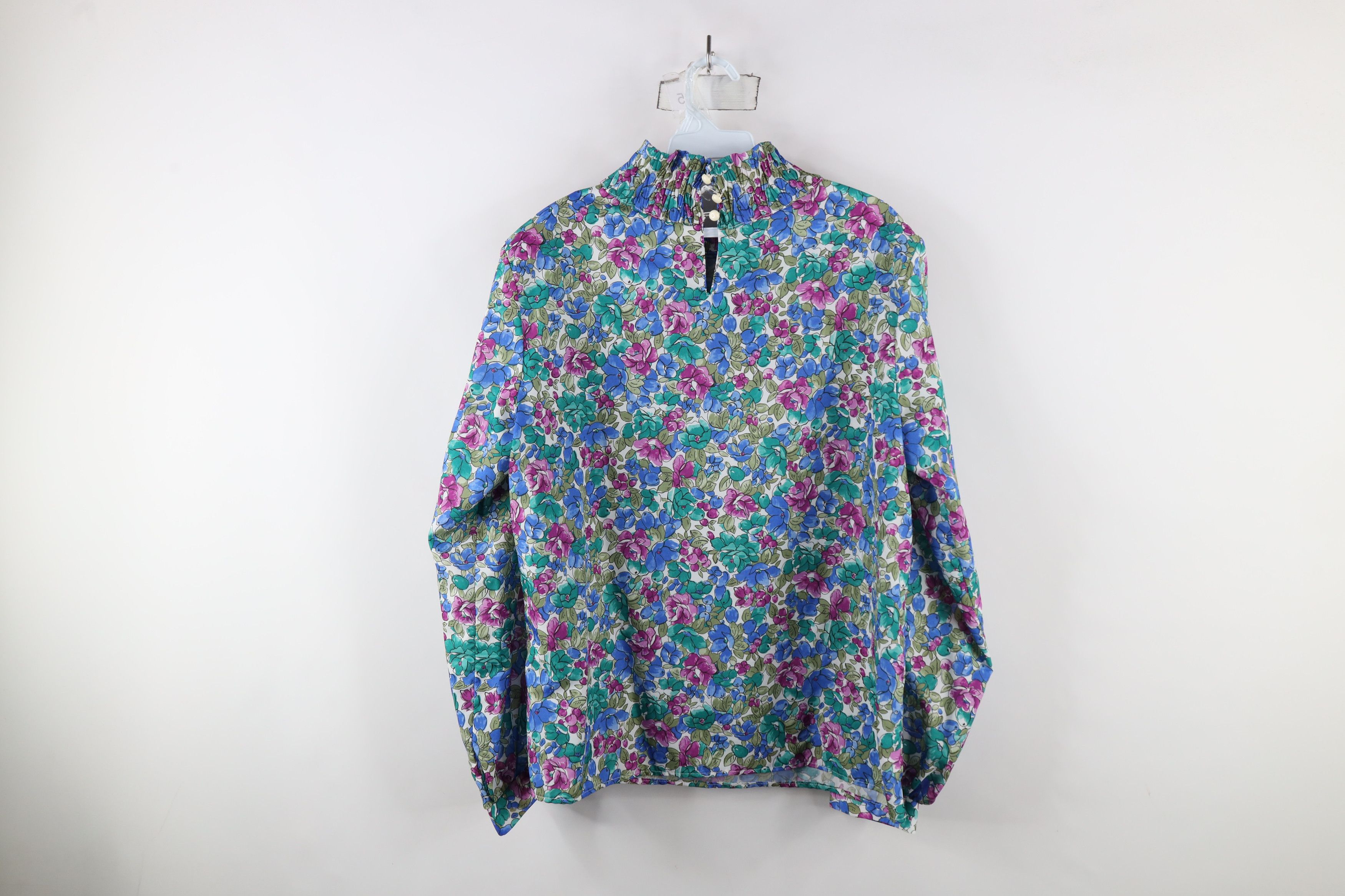 Vintage Vintage 90s Streetwear Frill Collar Flower Blouse Top USA Size XXL / US 16-18 / IT 52-54 - 8 Thumbnail