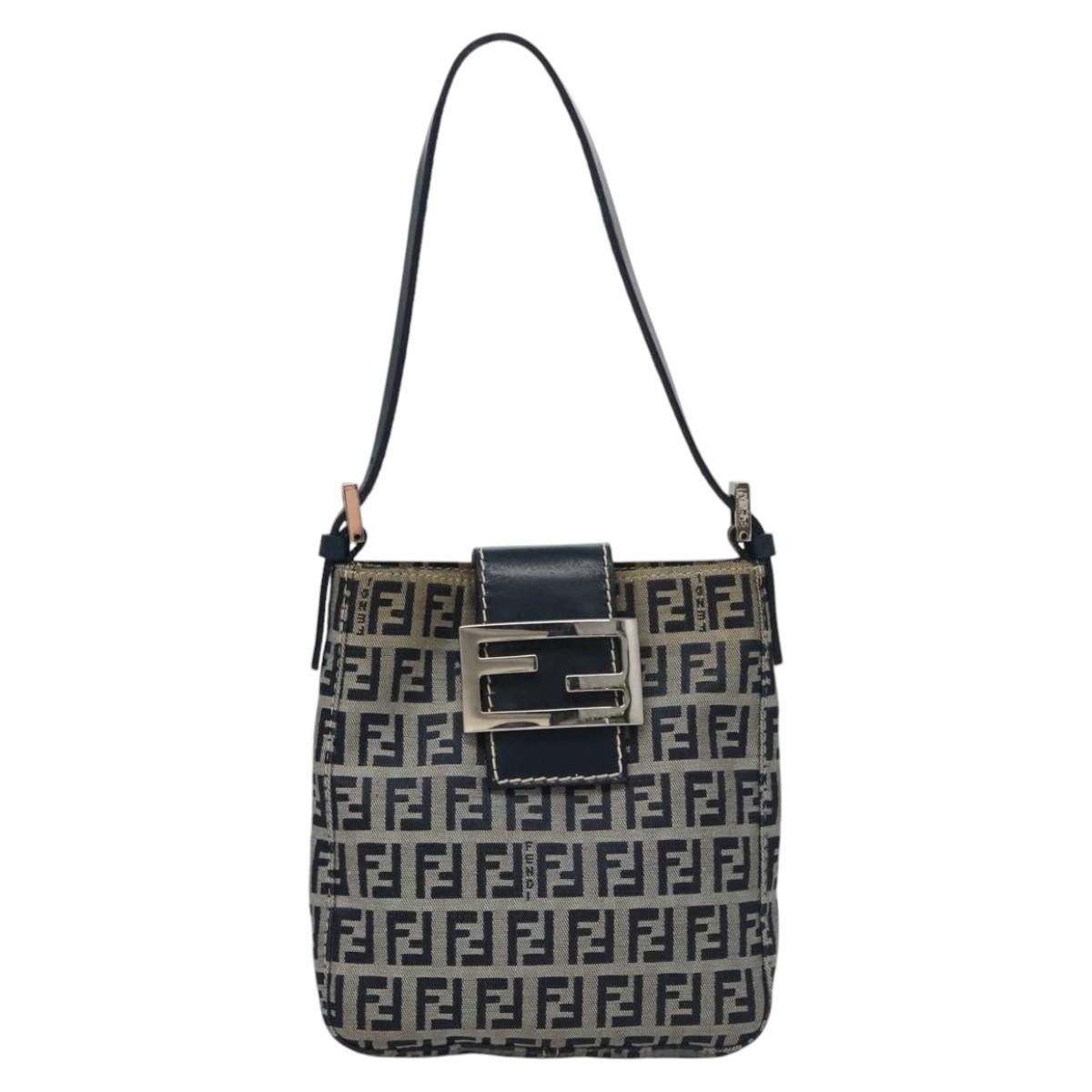 Fendi Zucchino Navy Canvas Handbag (Pre-Owned) Size ONE SIZE - 1 Thumbnail