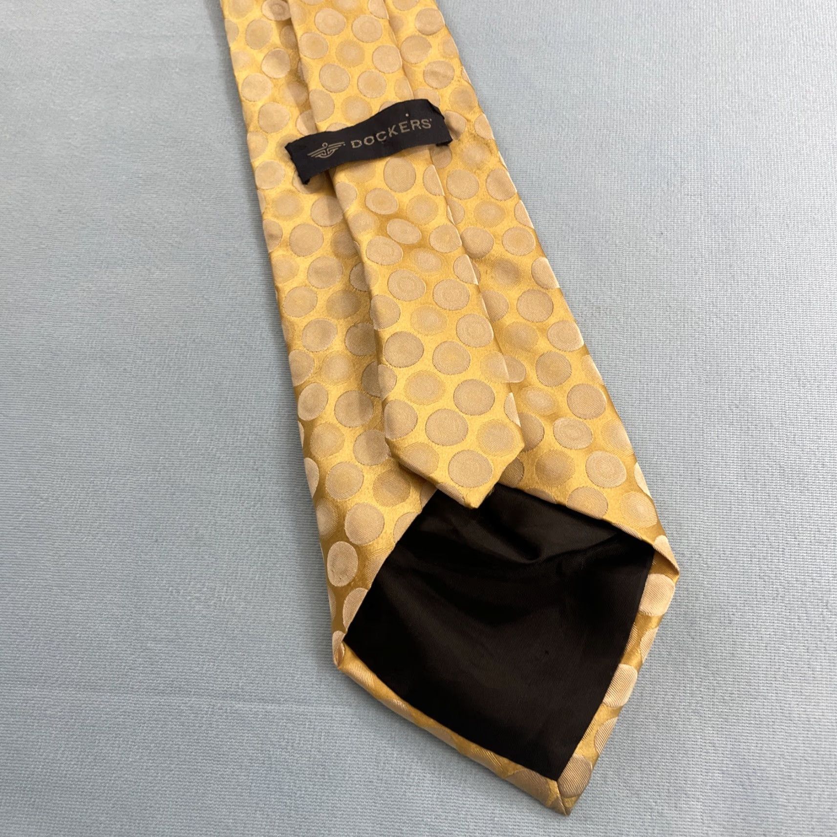 Dockers VINTAGE Dockers Silk Tie Polka Dots Woven Yellow Gold Necktie 4x60 57"-60" Men Tie Size ONE SIZE - 7 Thumbnail