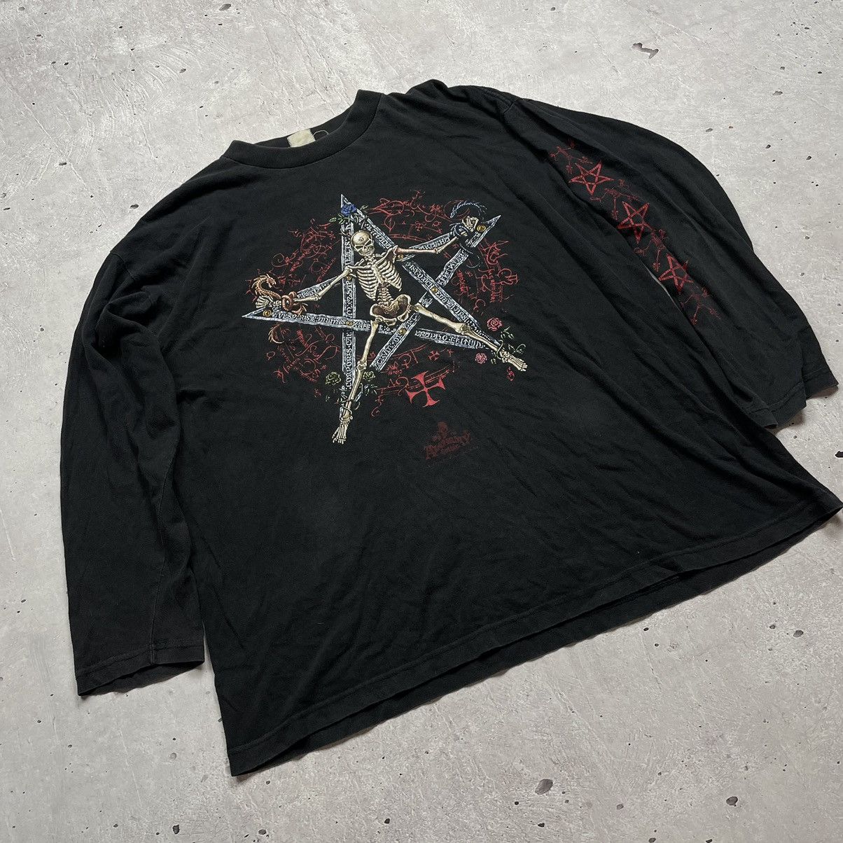 Band Tees × Vintage Vintage 90s Y2K Alchemy Gothic Skeleton Long Sleeve Tee Size US XL / EU 56 / 4 - 3 Thumbnail