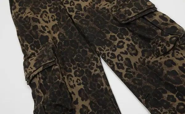 VIBE Retro style multi-pocket leopard print casual overalls Size US 30 / EU 46 - 6 Thumbnail