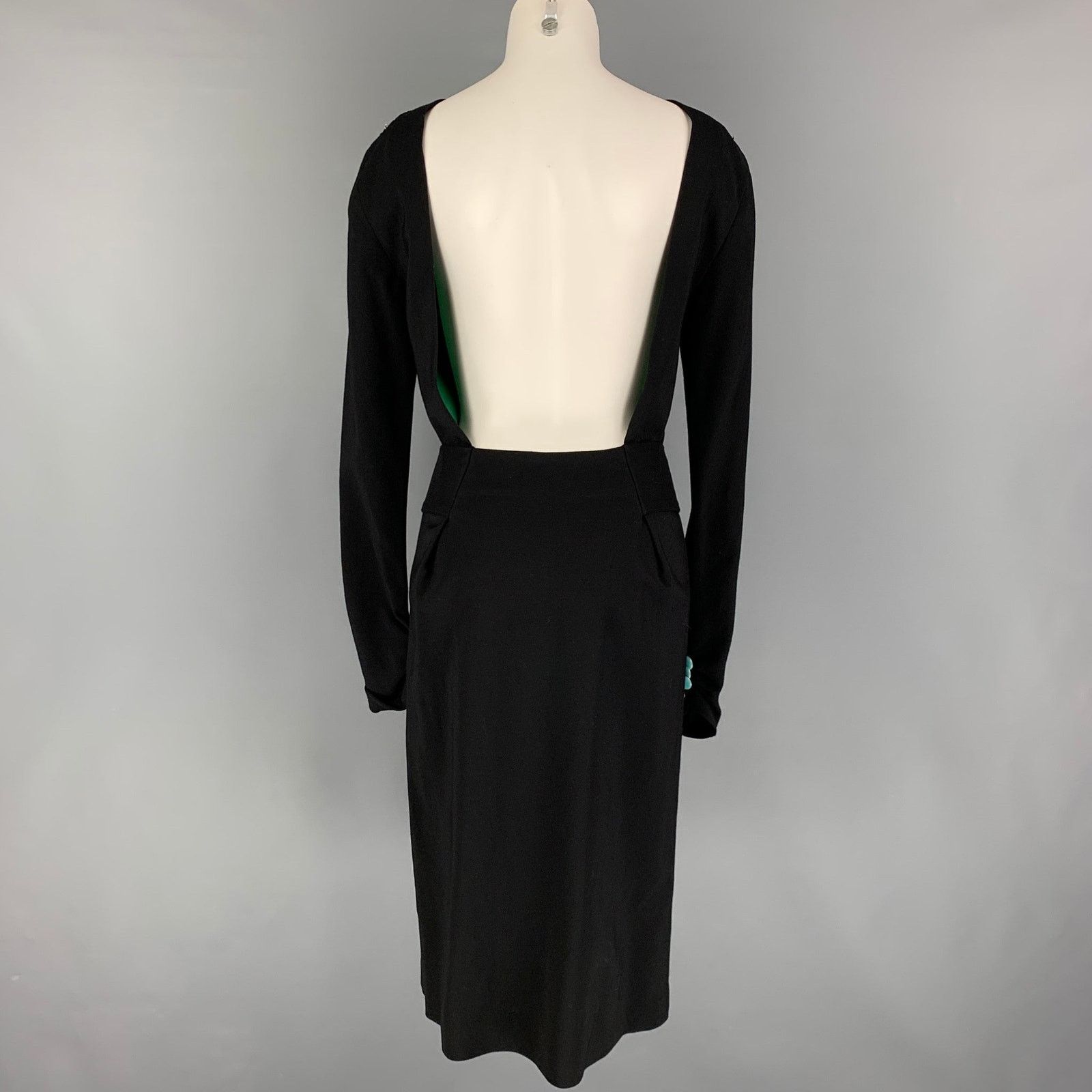 Paul Smith PAUL SMITH Size 4 Black Jersey Beaded Open Back Long Dress Size S / US 4 / IT 40 - 3 Thumbnail
