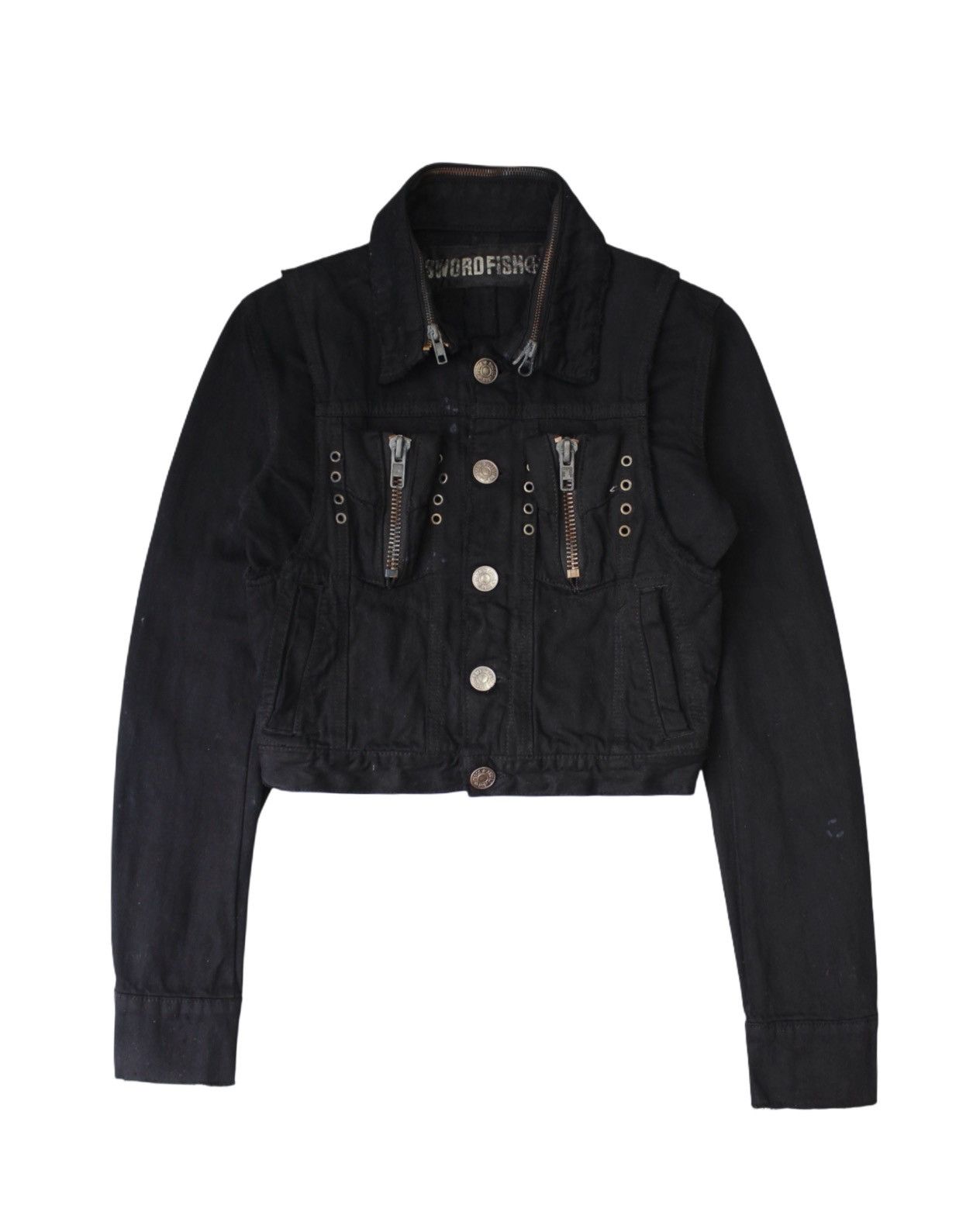 If Six Was Nine 2000S SWORD FISH BLACK CONVERTIBLE DENIM JACKET Size S / US 4 / IT 40 - 1 Thumbnail