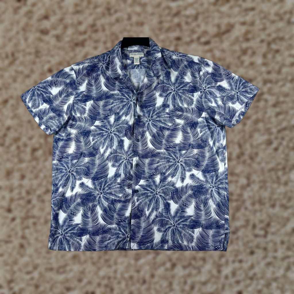 Vintage Cooke Street Shirt Mens 2XL XXL Blue White Palm Hawaiian Rayon Blend Pocket Button-Up Casual Shirt Size US XXL / EU 58 / 5 - 1 Thumbnail