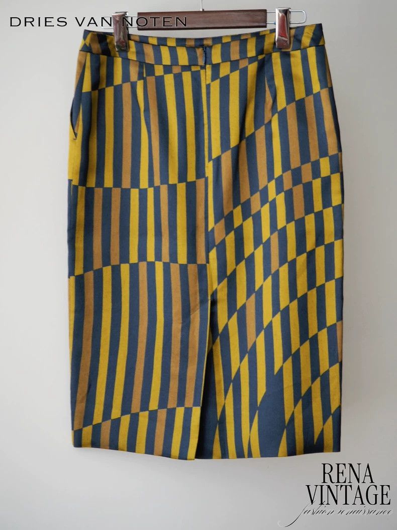 Other Dries Van Noten Yellow geometric pattern skirt Size 35" - 6 Thumbnail