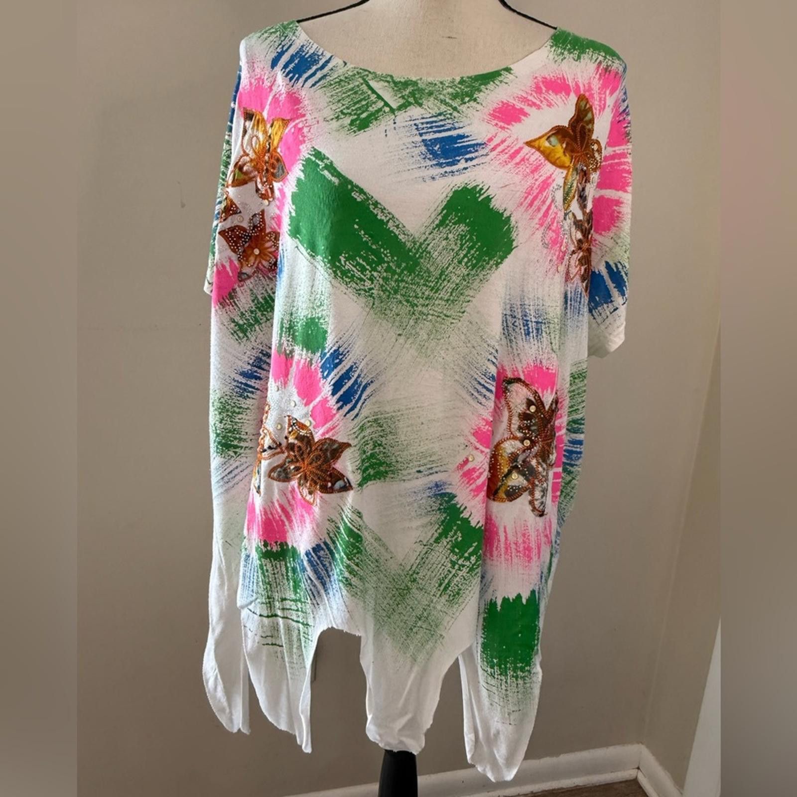 Other Crazy Fish tunic swim coverup starfish beads embroidery OS Size ONE SIZE - 1 Thumbnail