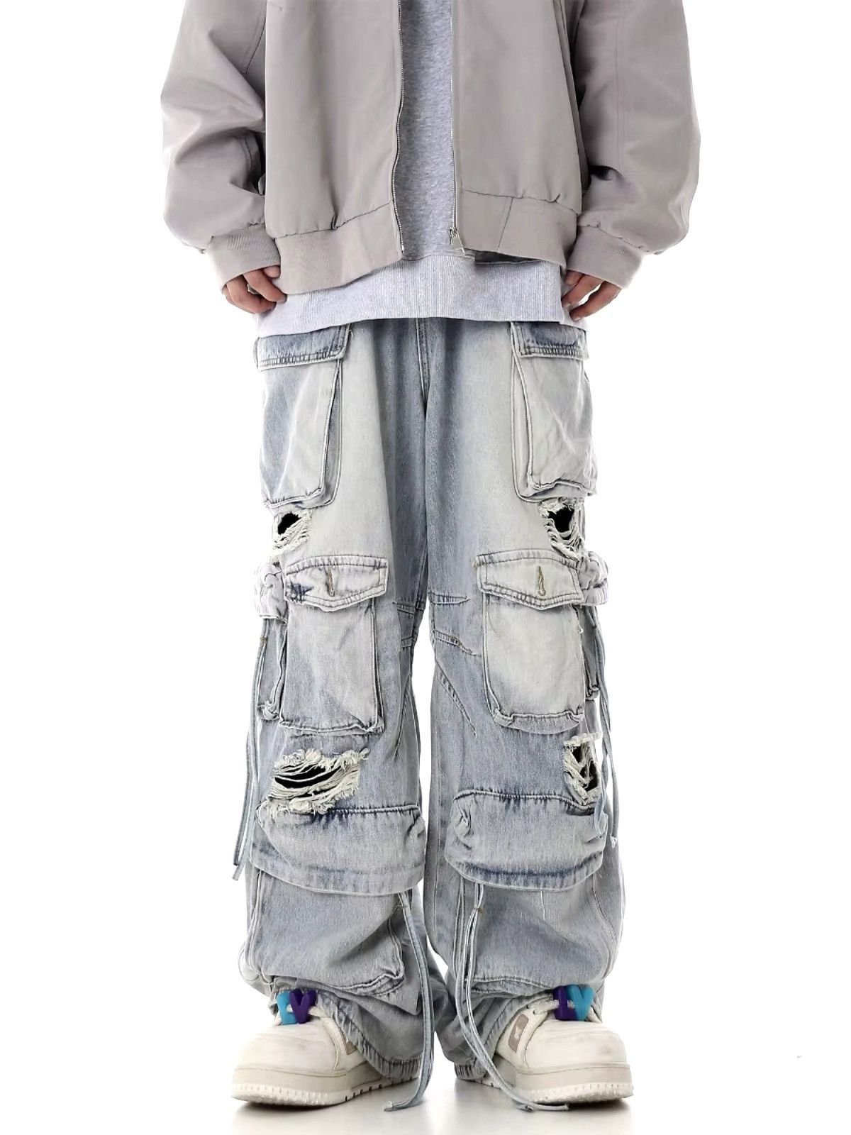 Other Street Hip Hop Grunge Ripped Wide Leg Jeans Pants Size US 32 / EU 48 - 1 Thumbnail