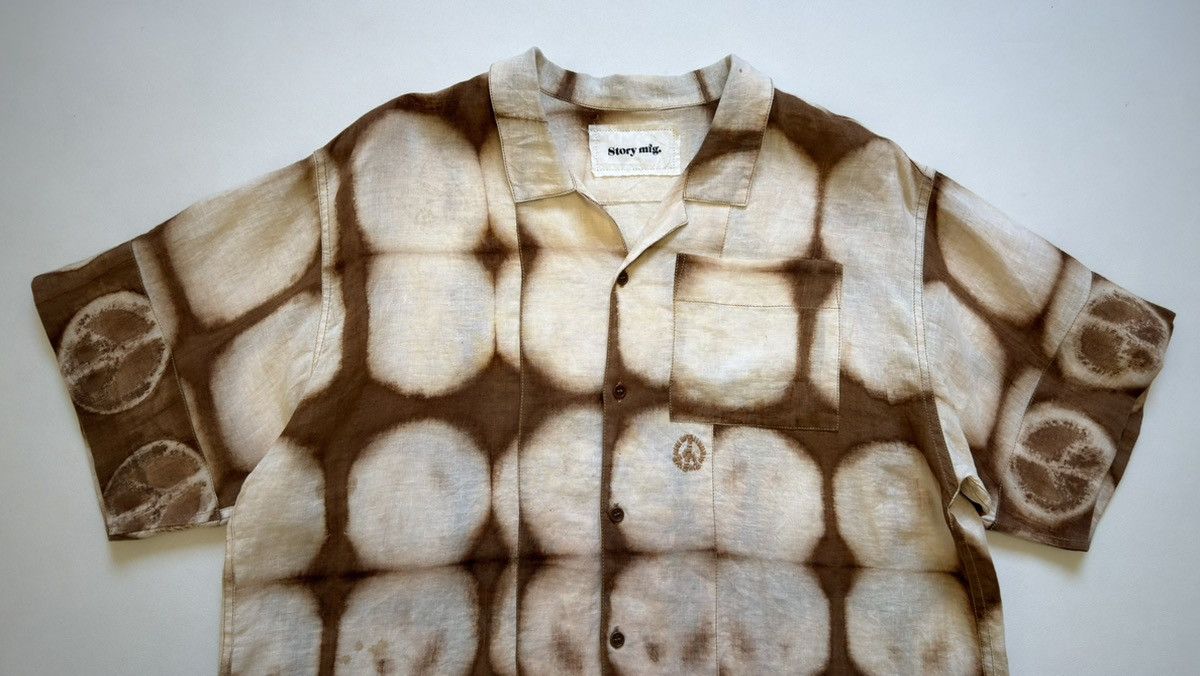 Story Mfg. Brown/Cream ‘Peace Tie Dye’ Shirt Size US XL / EU 56 / 4 - 4 Thumbnail
