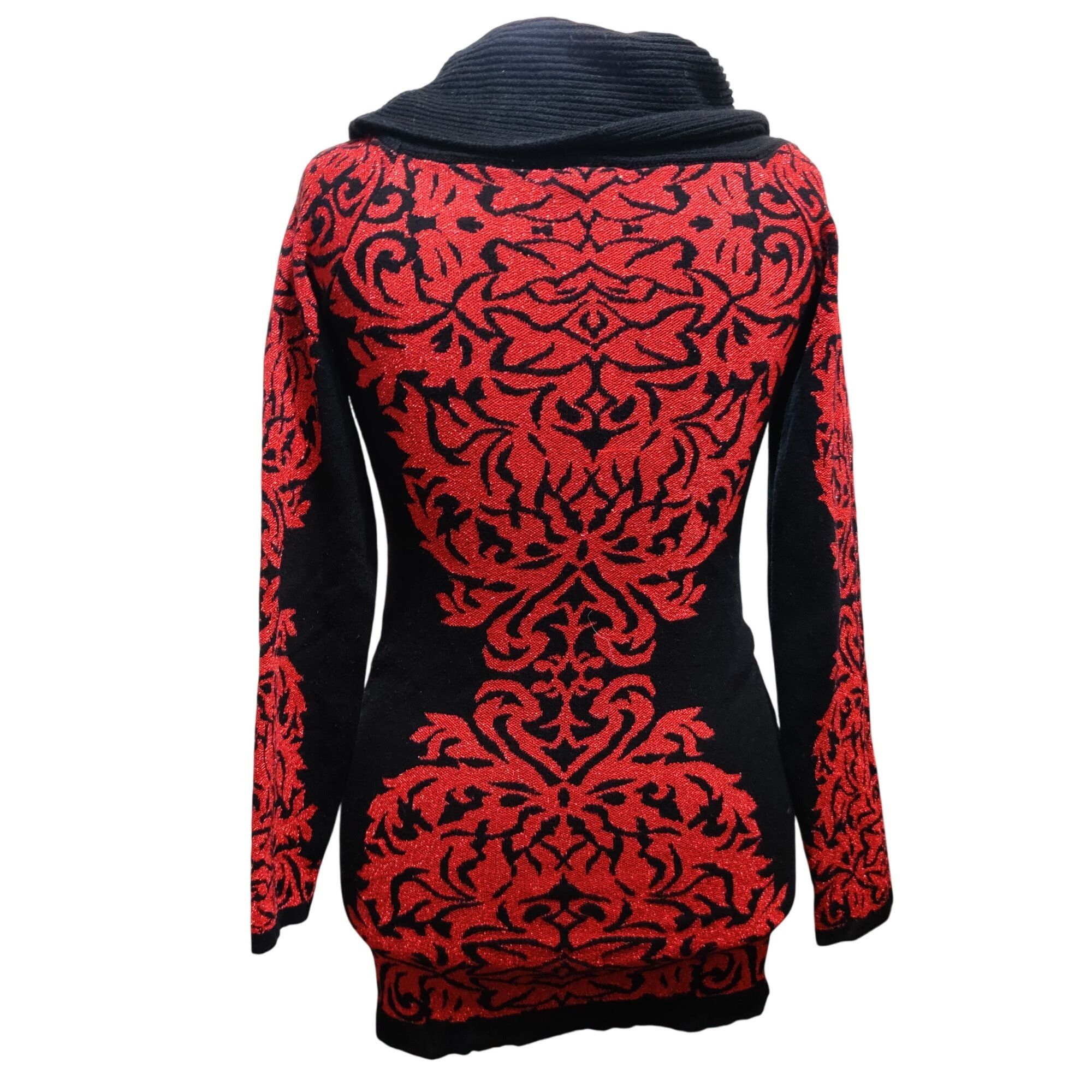 Other INC International Concepts L Red Black Baroque Knit Off Shou Size L / US 10 / IT 46 - 5 Thumbnail