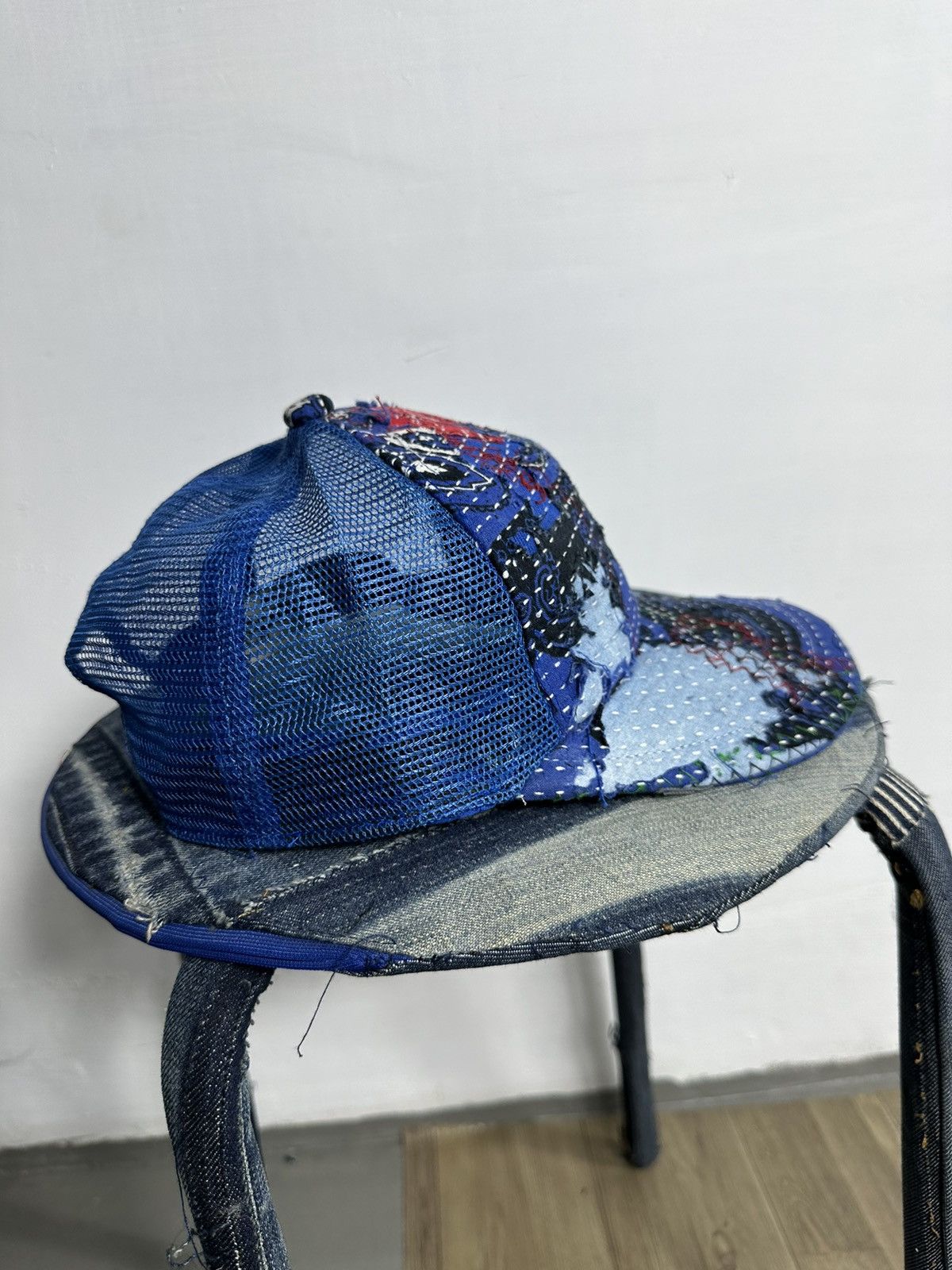 Handmade Custom Made Distressed Paisley Patchwork Boro Trucker hats Size ONE SIZE - 6 Thumbnail