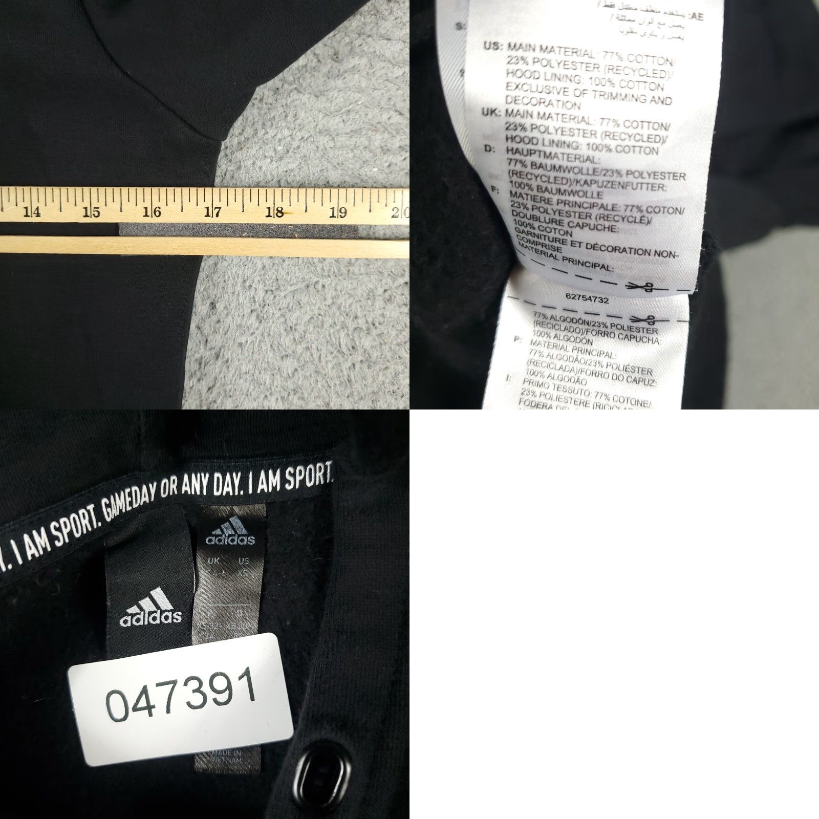 Adidas Adidas Hoodie Womens XS Black Logo Pullover Sweatshirt Ladies Size XS / US 0-2 / IT 36-38 - 8 Thumbnail