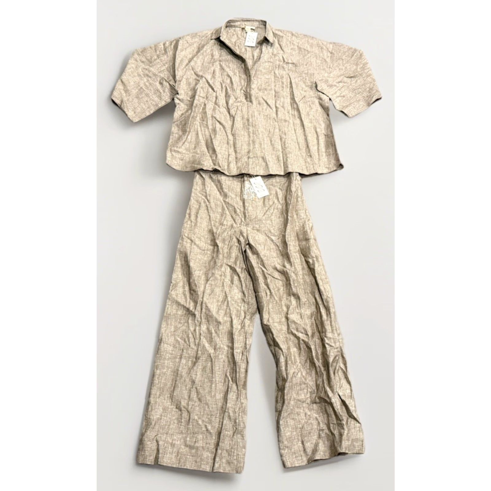 Vintage VINTAGE NWT MAURIE & EVE Reflect Linen Pants & Shirt Set Mocha 12 Women Outfit/Set Linen Mocha 2 Piece Men/Women/Miss? Size XL / US 12-14 / IT 48-50 - 2 Thumbnail