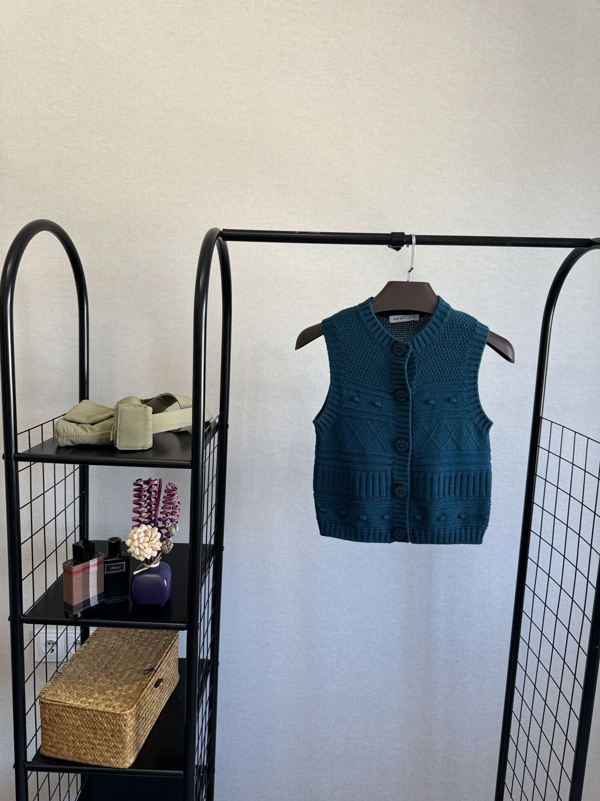 Chloe See by Chloe emerald green button up knitted vest sweater Size S / US 4 / IT 40 - 2 Thumbnail