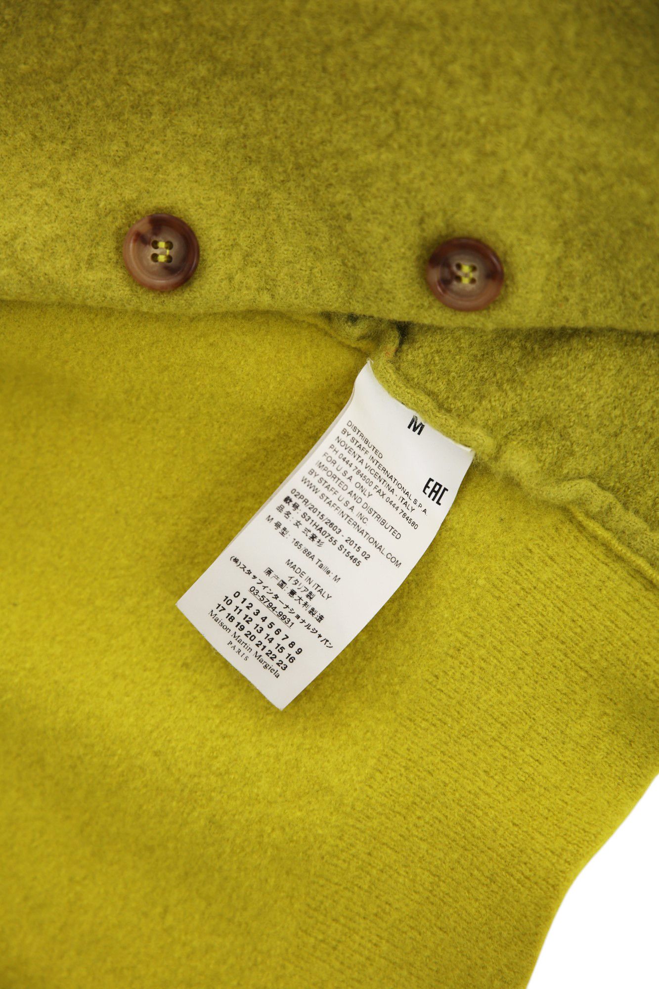 Maison Margiela by John Galliano F/W 2015 Cropped Yellow Button Up Cardigan Size S / US 4 / IT 40 - 8 Thumbnail