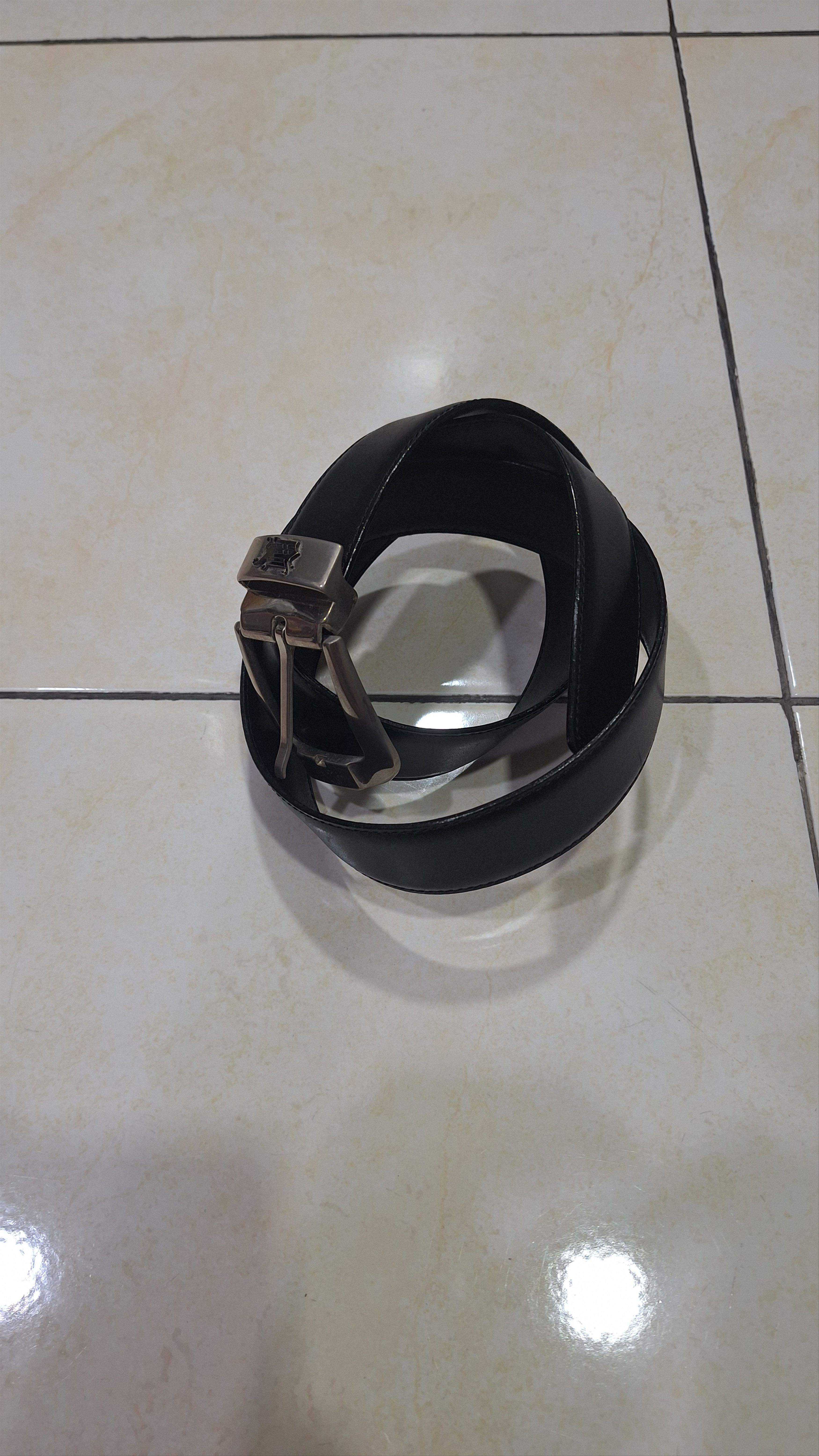 Versace Versace Black Leather Silver Buckle Size 36 - 2 Thumbnail