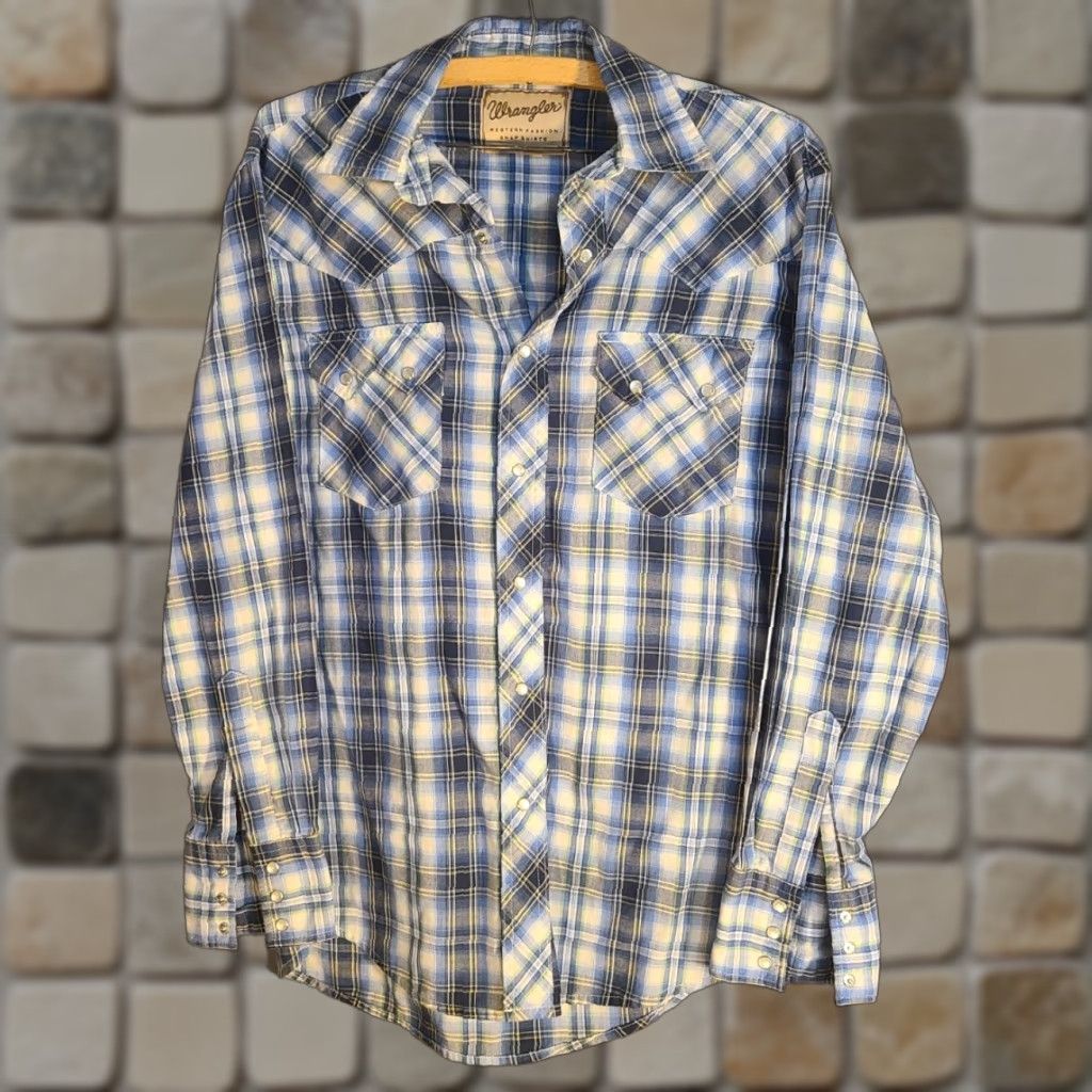Wrangler VINTAGE Wrangler Shirt Western Plaid Pearl Snap Blue White Mens Medium Long Sleeve Button-Up Gr... Size US M / EU 48-50 / 2 - 1 Thumbnail