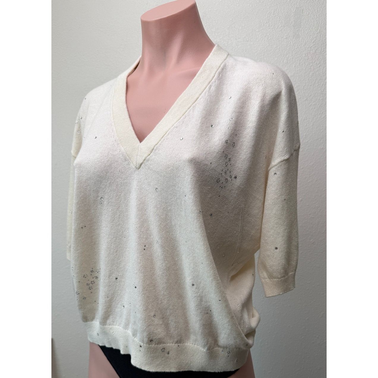 Zadig & Voltaire Zadig & Voltaire Wully Lico Rhinestone Sweater XS Ecru Size XS / US 0-2 / IT 36-38 - 2 Thumbnail
