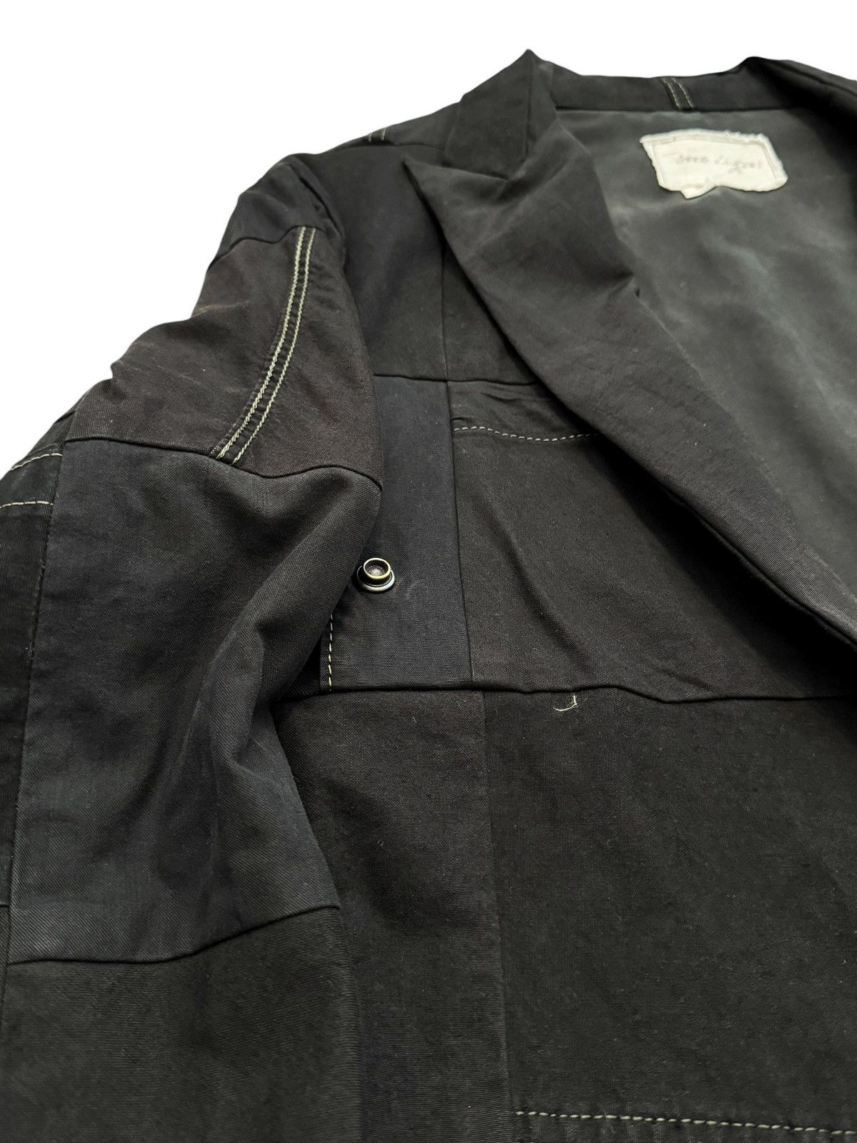 Greg Lauren Sz3 1/1 Black Workwear Tux Ollie Blazer Patchwork Jacket Size US L / EU 52-54 / 3 - 7 Thumbnail