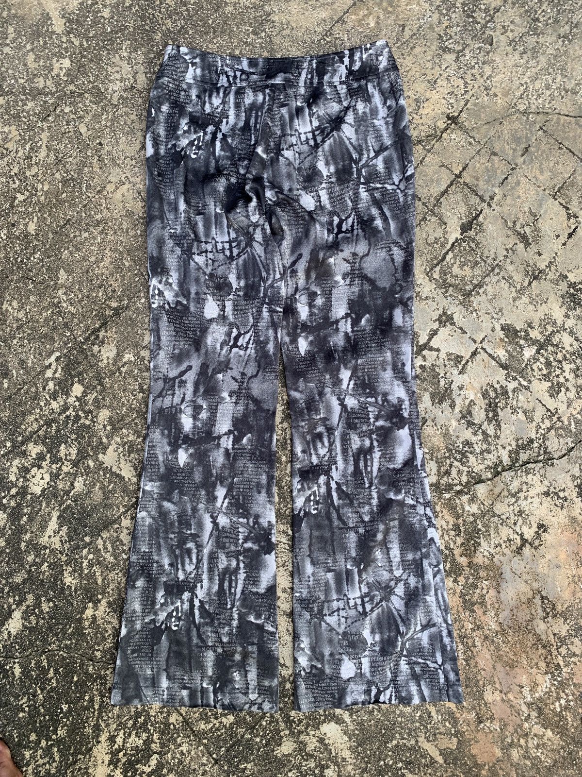 Hysteric Glamour × If Six Was Nine × Japanese Brand 2000s Whealth Honor Poem Smoky Graphic Flared bootcut Pants Size 29" - 4 Thumbnail