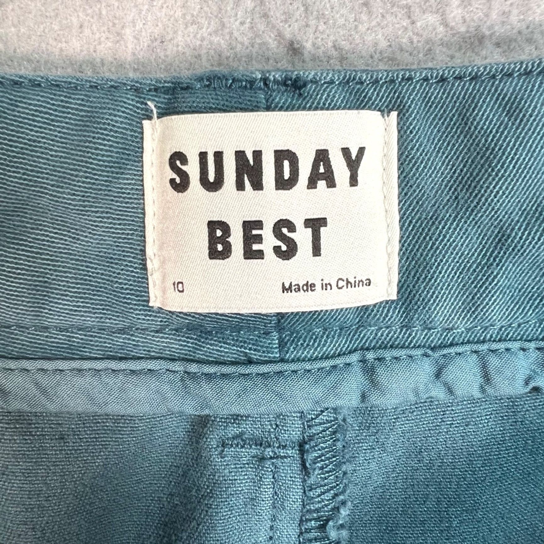 Vintage Sunday Best Womens Pants Straight Leg 10 Blue Organic Cotton Chino Casual Vintage: No Size 32" / US 10 / IT 46 - 3 Thumbnail