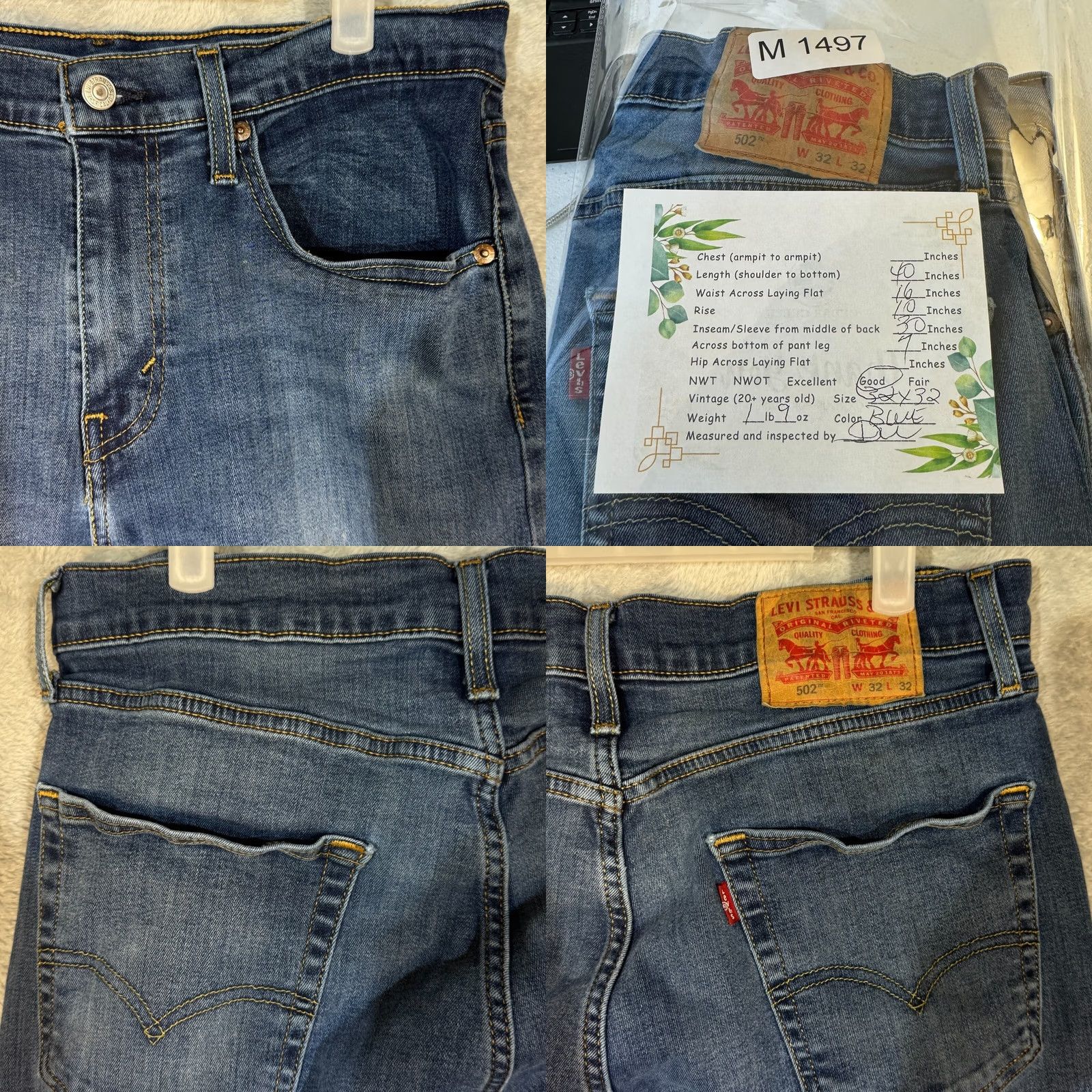 Levi's Levi’s 502 Jeans Men’s 32x32 Blue Denim Stretch Mid-Rise Straight Leg Regular Fit Redesign? Size US 32 / EU 48 - 8 Thumbnail