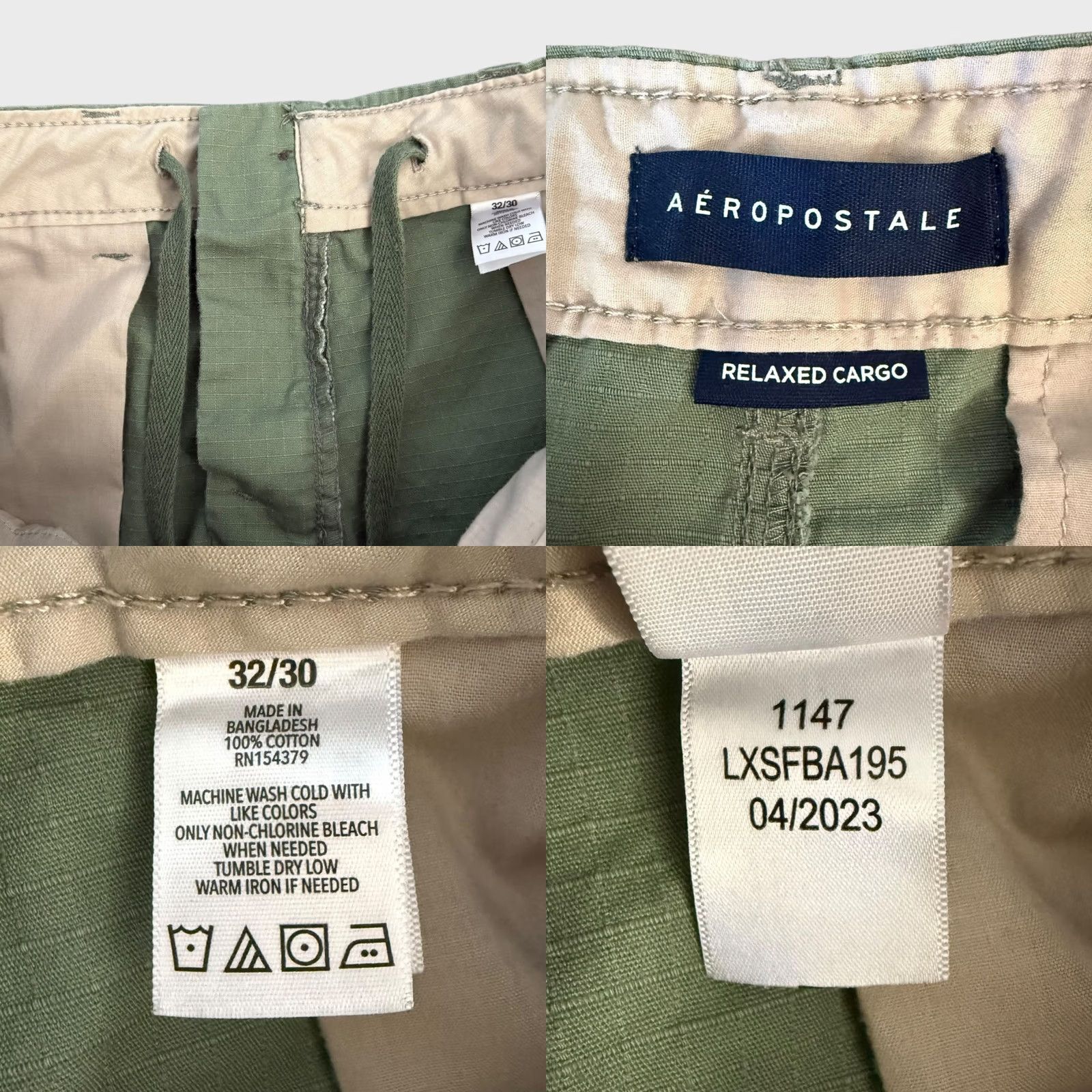 Aeropostale Aeropostale Pants Cargo Rip-Stop Green 32x30 Mens Relaxed Fit 100% Cotton Cargo Pocket Tapered Inseam 30” Size US 32 / EU 48 - 8 Thumbnail
