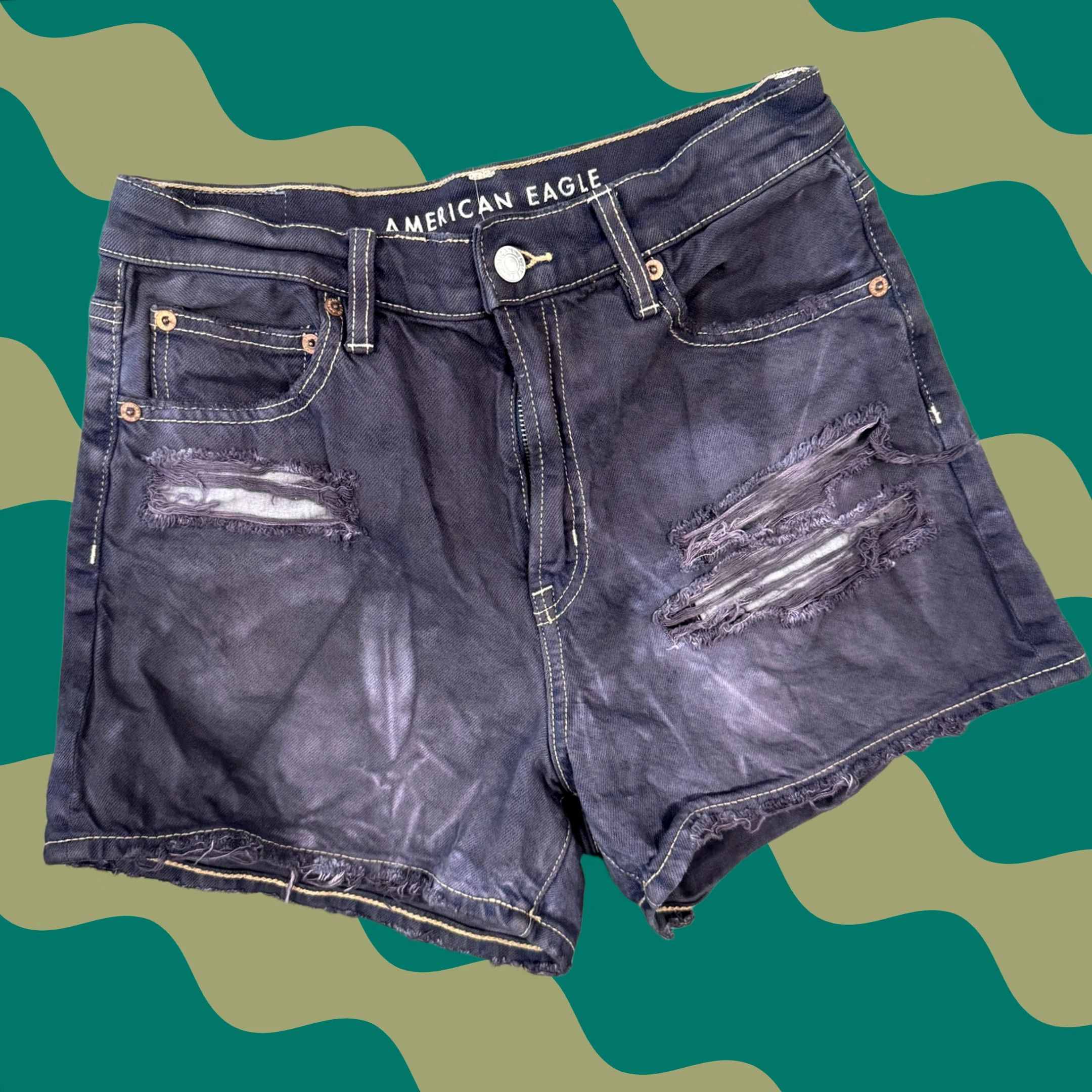 Vintage VINTAGE American Eagle Denim Shorts Distressed Purple Acid Wash 28/4 Women 4 Adult Regular Blue Jeans? Size 27" / US 4 / IT 40 - 1 Thumbnail