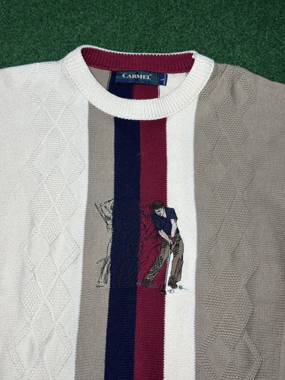 Vintage Vintage 90s Carmel Knit Golf Knit Lrg Cotton Mens Sweater Size US L / EU 52-54 / 3 - 2 Thumbnail