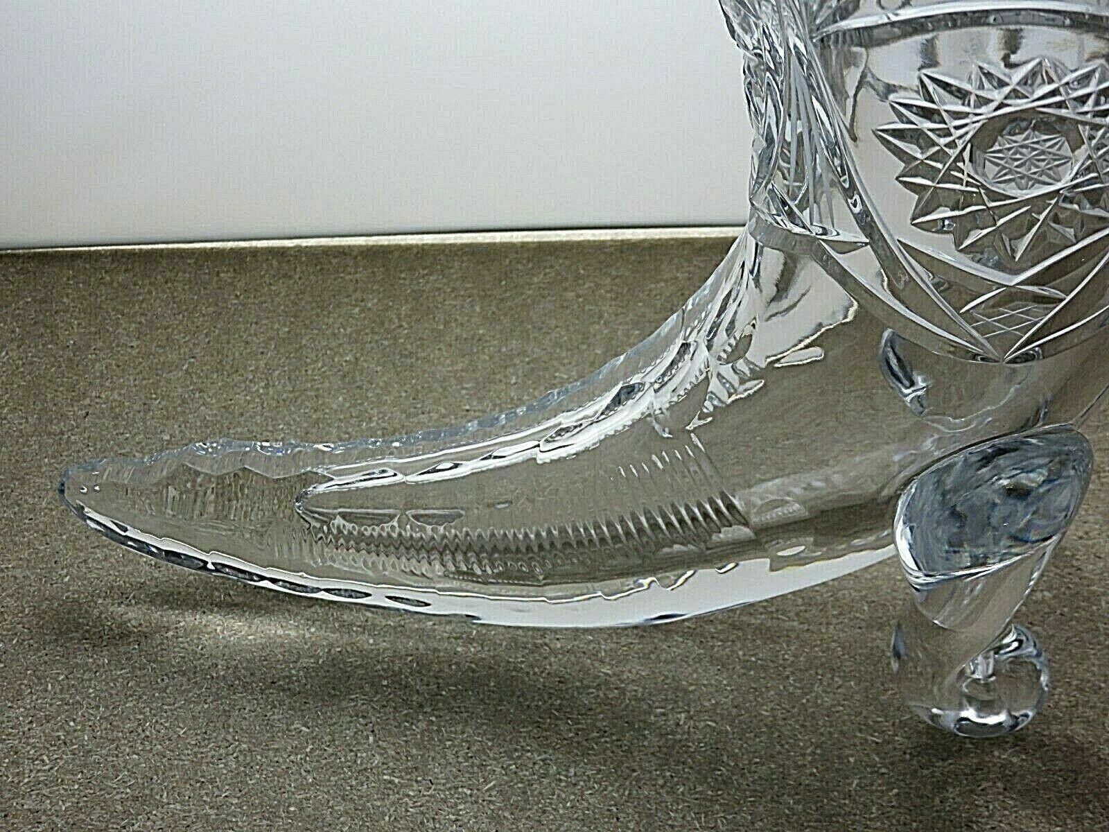 The Unbranded Brand Large Cut Crystal Cornucopia Horn Footed Vase 8 3/4" Size ONE SIZE - 5 Thumbnail