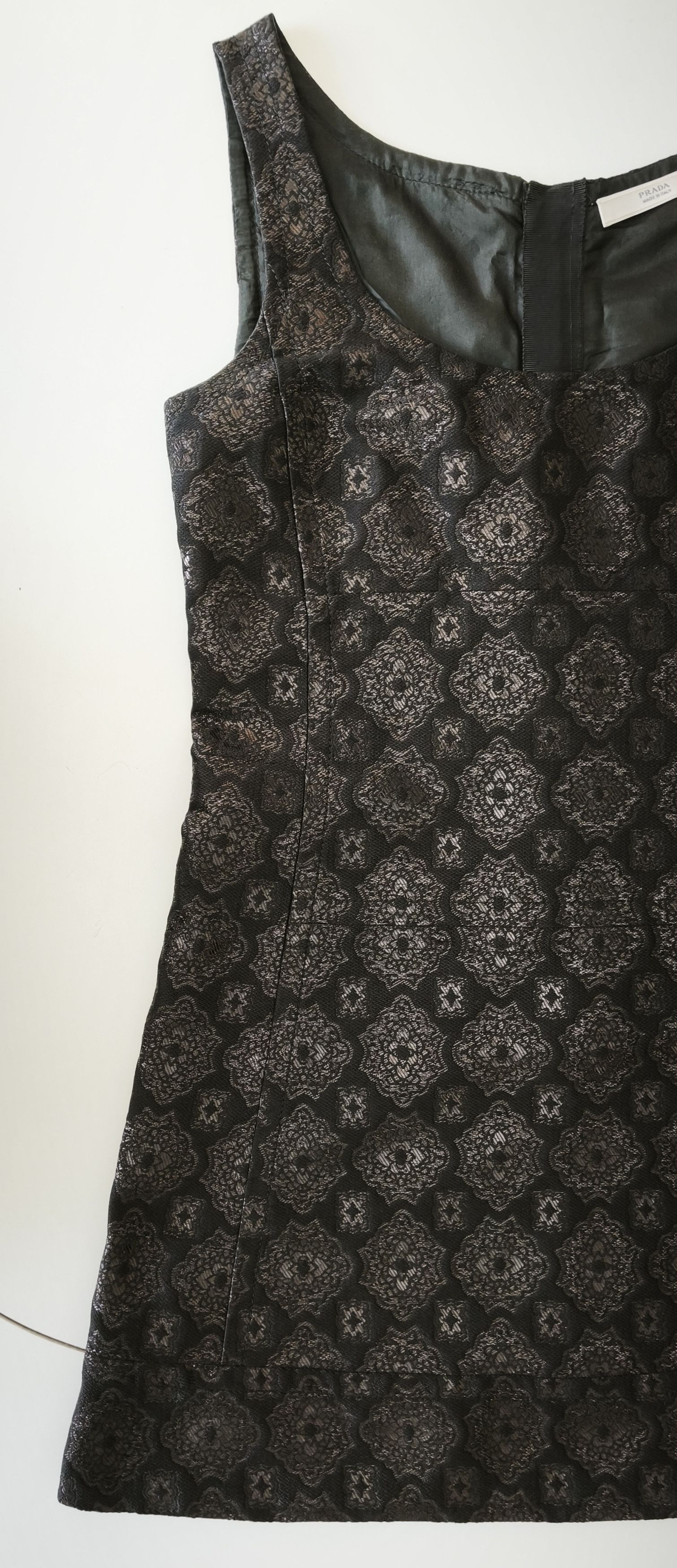 Prada Black brocade fabric silk mini dress Size XS / US 0-2 / IT 36-38 - 14 Thumbnail