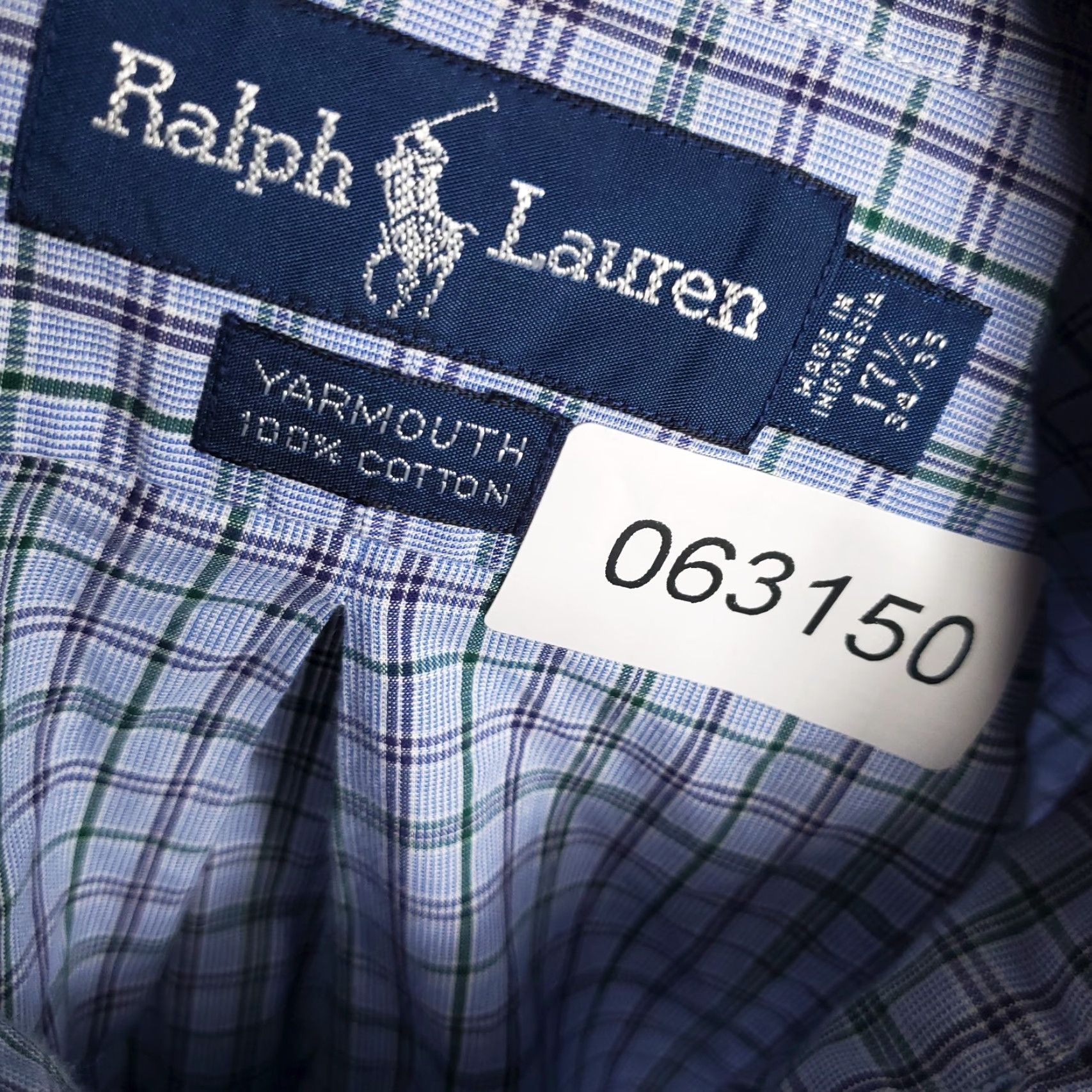 Ralph Lauren Ralph Lauren Shirt Mens 17.5 Blue Plaid Button-Down Long Sleeve Size 46R - 8 Thumbnail