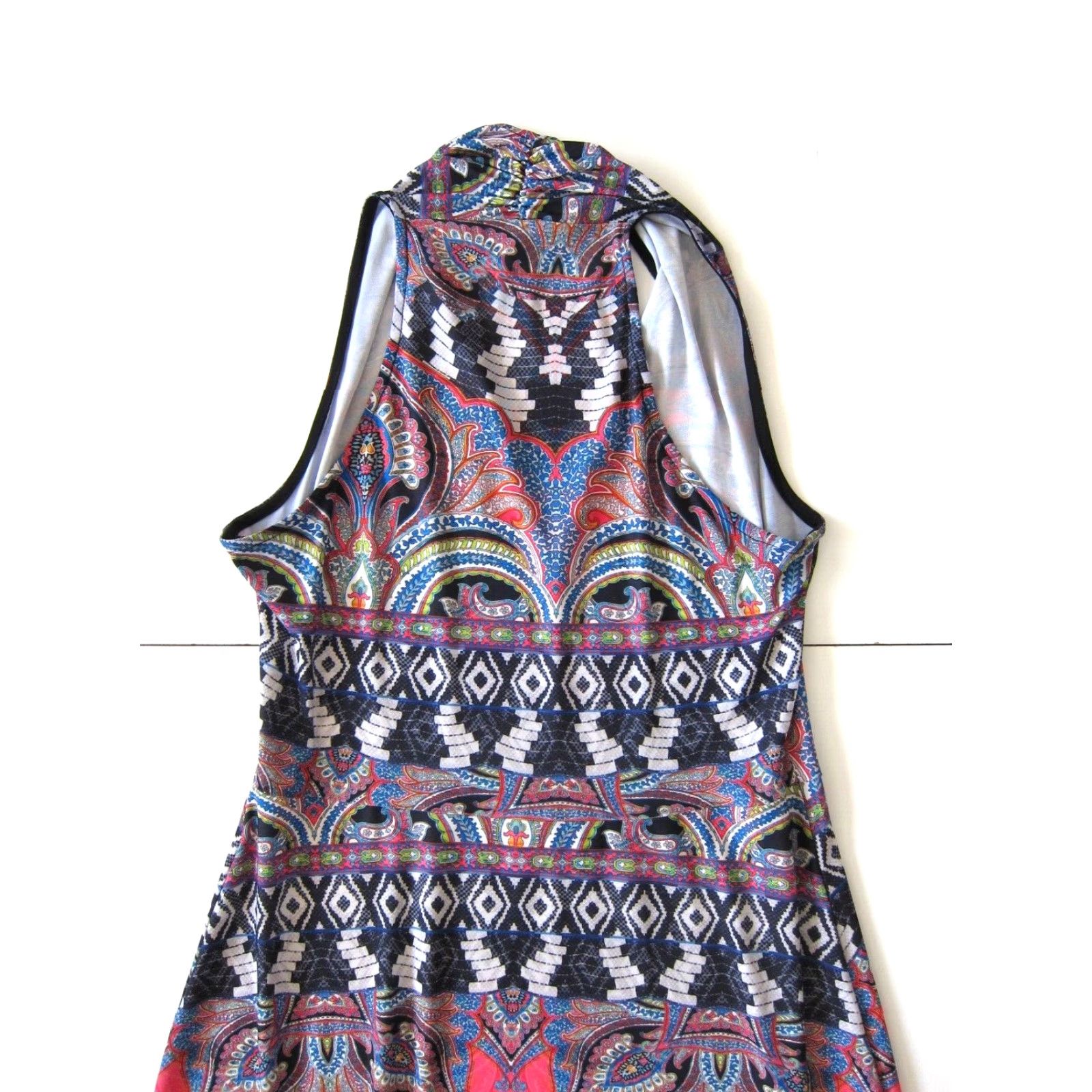 Vintage Viereck Blue Pink Floral Paisley Sleeveless Stretch High Neck Long Maxi Dress M Size M / US 6-8 / IT 42-44 - 5 Thumbnail